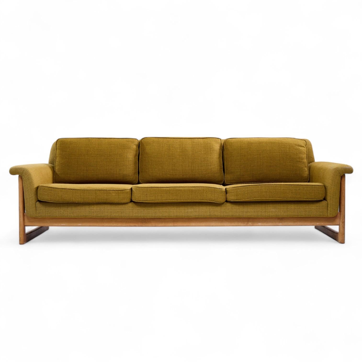 Folke Ohlsson for DUX Mid Century Swedish Teak Sofa

This sofa measures: 94 wide x 36.5 deep x 29 inches high, with a seat height of 16 and arm height of 21.25 inches

All pieces of furniture can be had in what we call restored vintage condition.