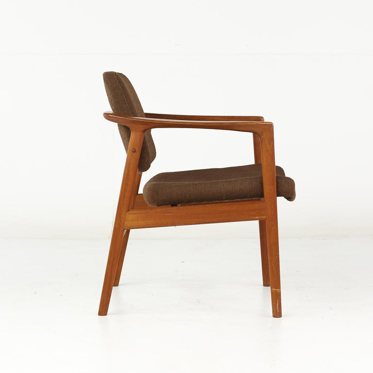 Folke Ohlsson for Dux Mid Century Teak Arm Chairs, Pair For Sale 3