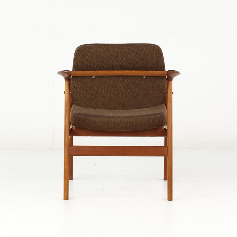 Folke Ohlsson for Dux Mid Century Teak Arm Chairs, Pair For Sale 1