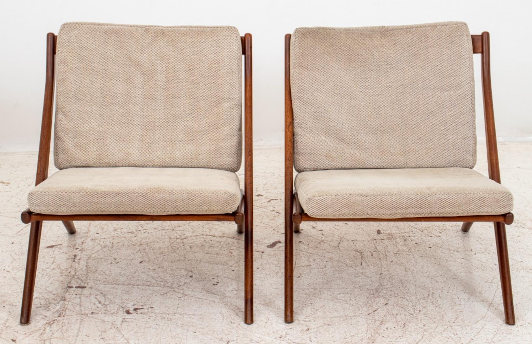 Teak Folke Ohlsson for Dux of Sweden Scissor Chairs, Pair