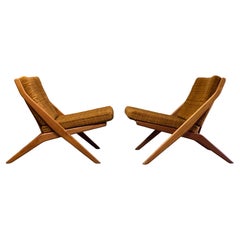 Folke Ohlsson for Dux of Sweden Teak Scissor Chairs, A Pair