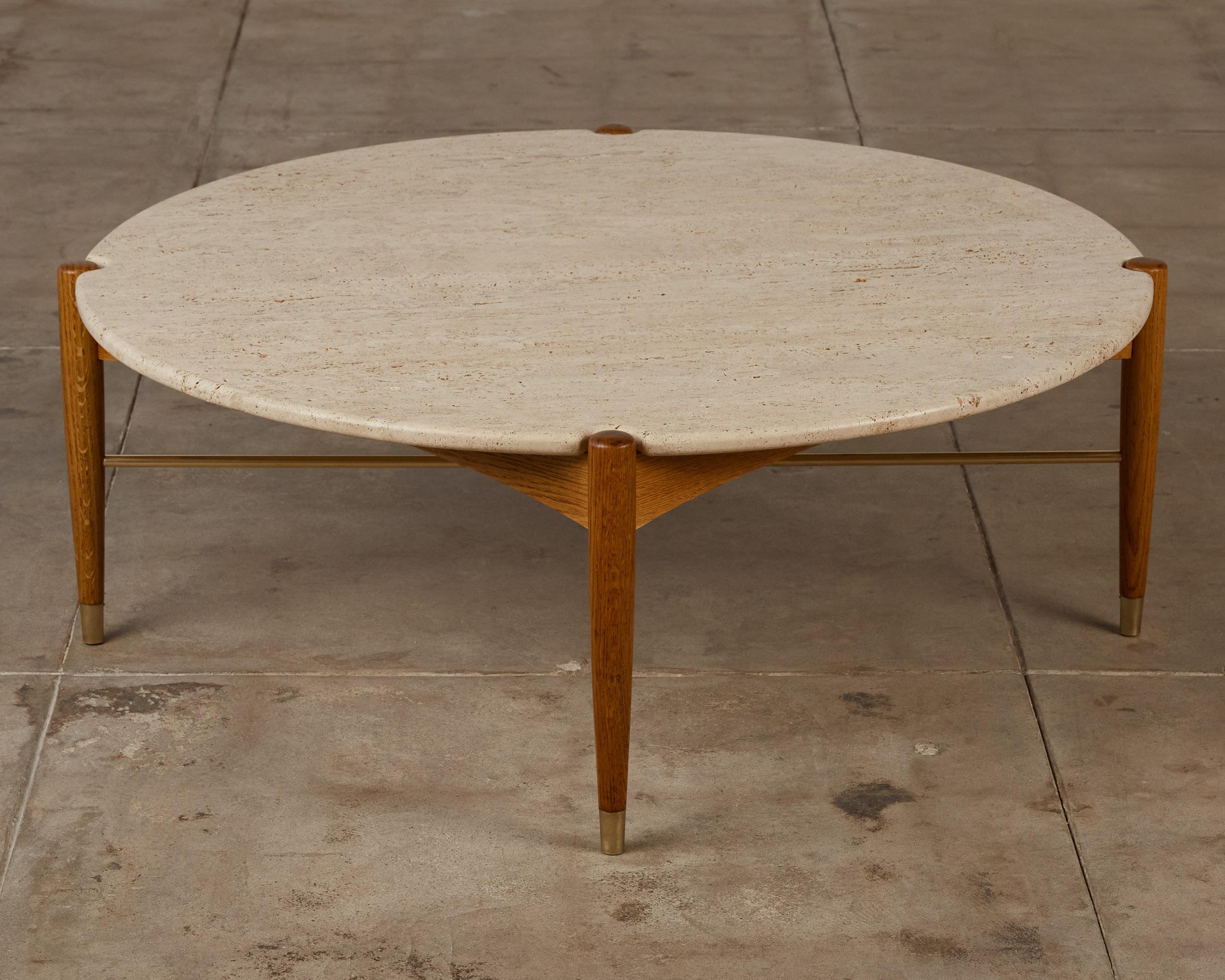 Swedish Folke Ohlsson for DUX of Sweden Travertine Coffee Table