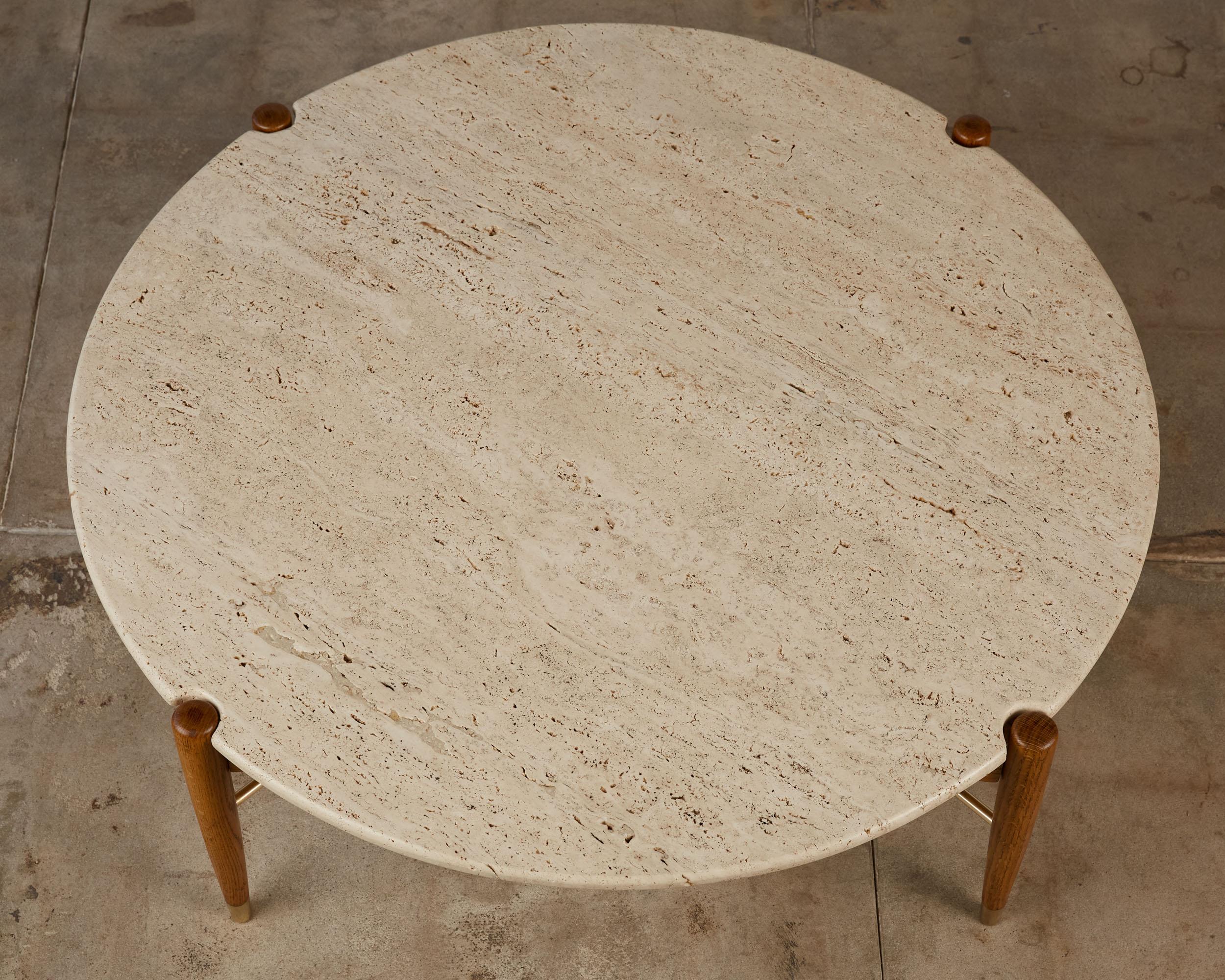 Oiled Folke Ohlsson for DUX of Sweden Travertine Coffee Table