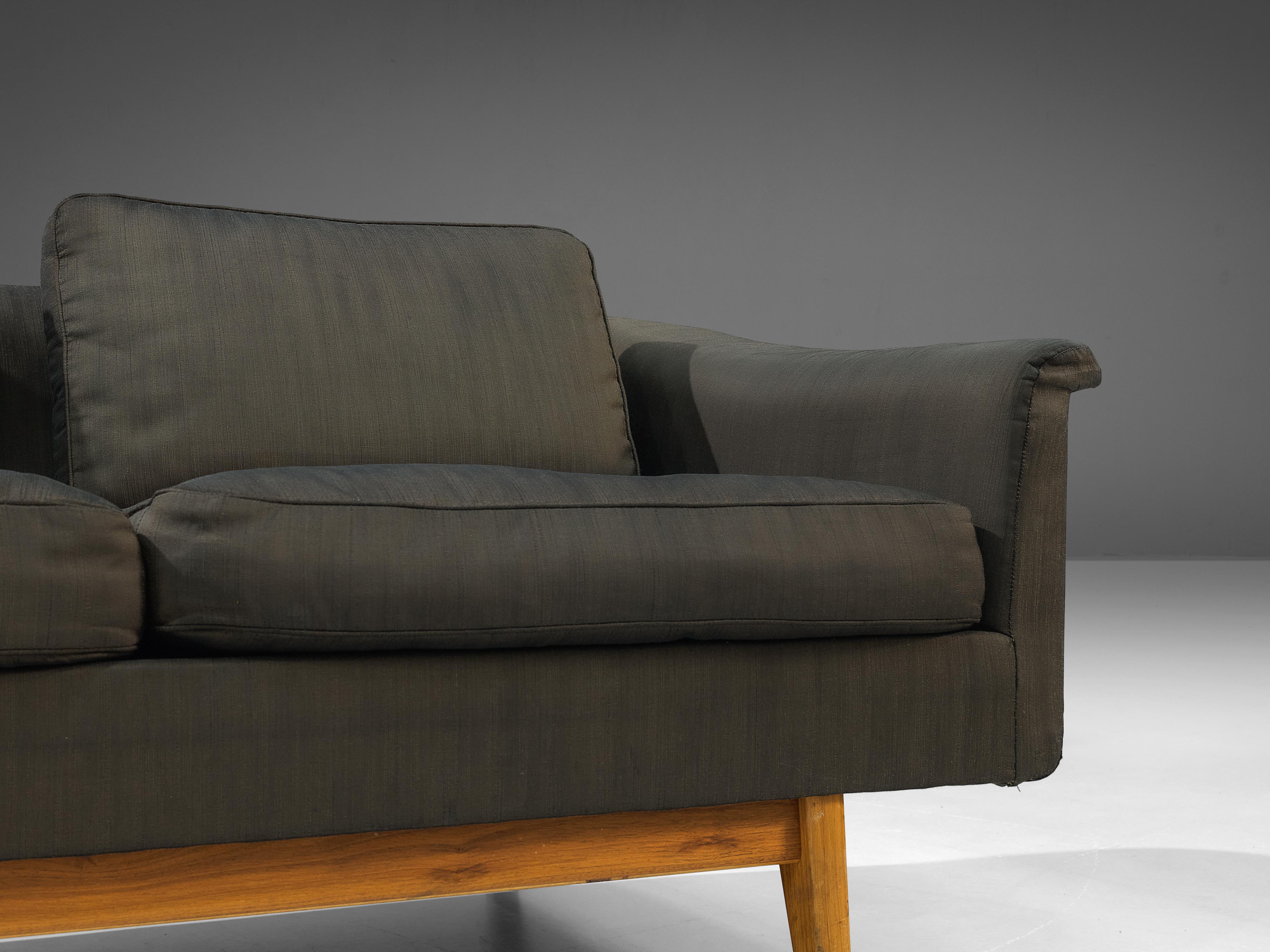 Fabric Folke Ohlsson for Dux ‘Passadena’ Sofa in Grey Upholstery and Walnut  For Sale