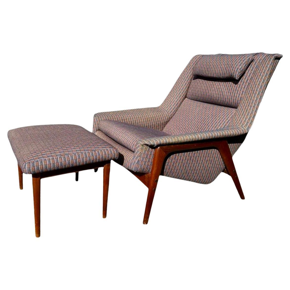 Folke Ohlsson For Dux ‘Profil’ Lounge Chair and Ottoman For Sale