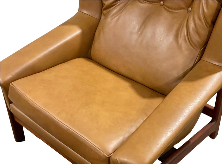 Folke Ohlsson for DUX Reclining Lounge Chair + Ottoman in Leather + Walnut  2