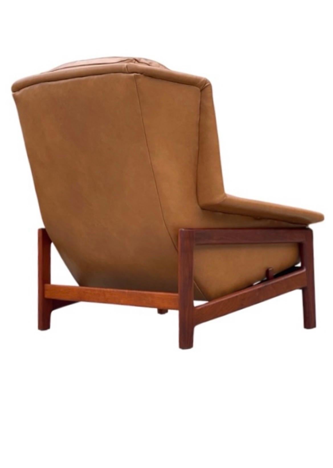Folke Ohlsson for DUX Reclining + Rocking Lounge Chair in Leather + Walnut 2