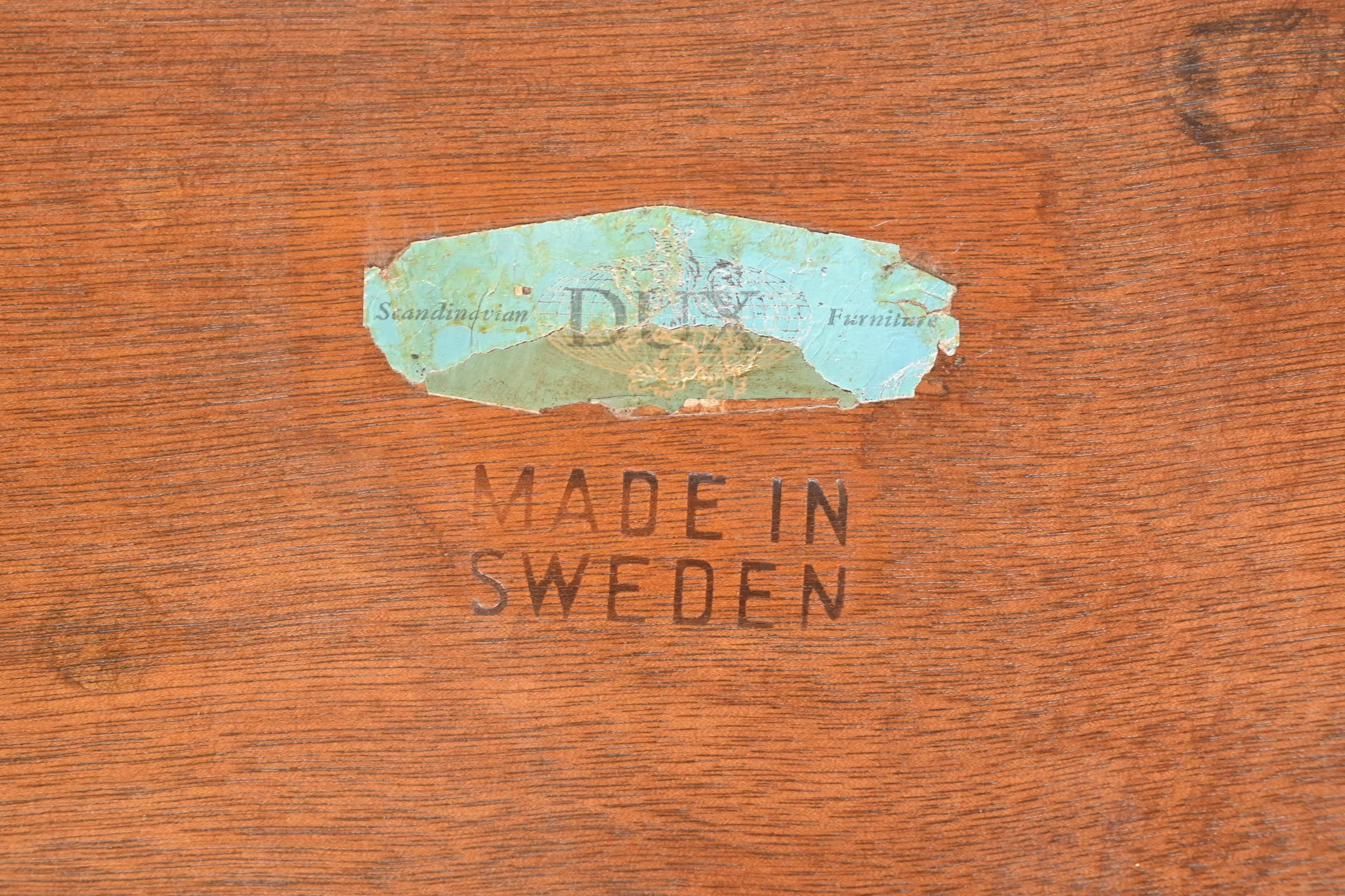 Folke Ohlsson for DUX Scandinavian Modern Teak and Brass Side Table, Refinished 5