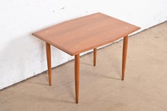 Folke Ohlsson for DUX Scandinavian Modern Teak and Brass Side Table, Refinished