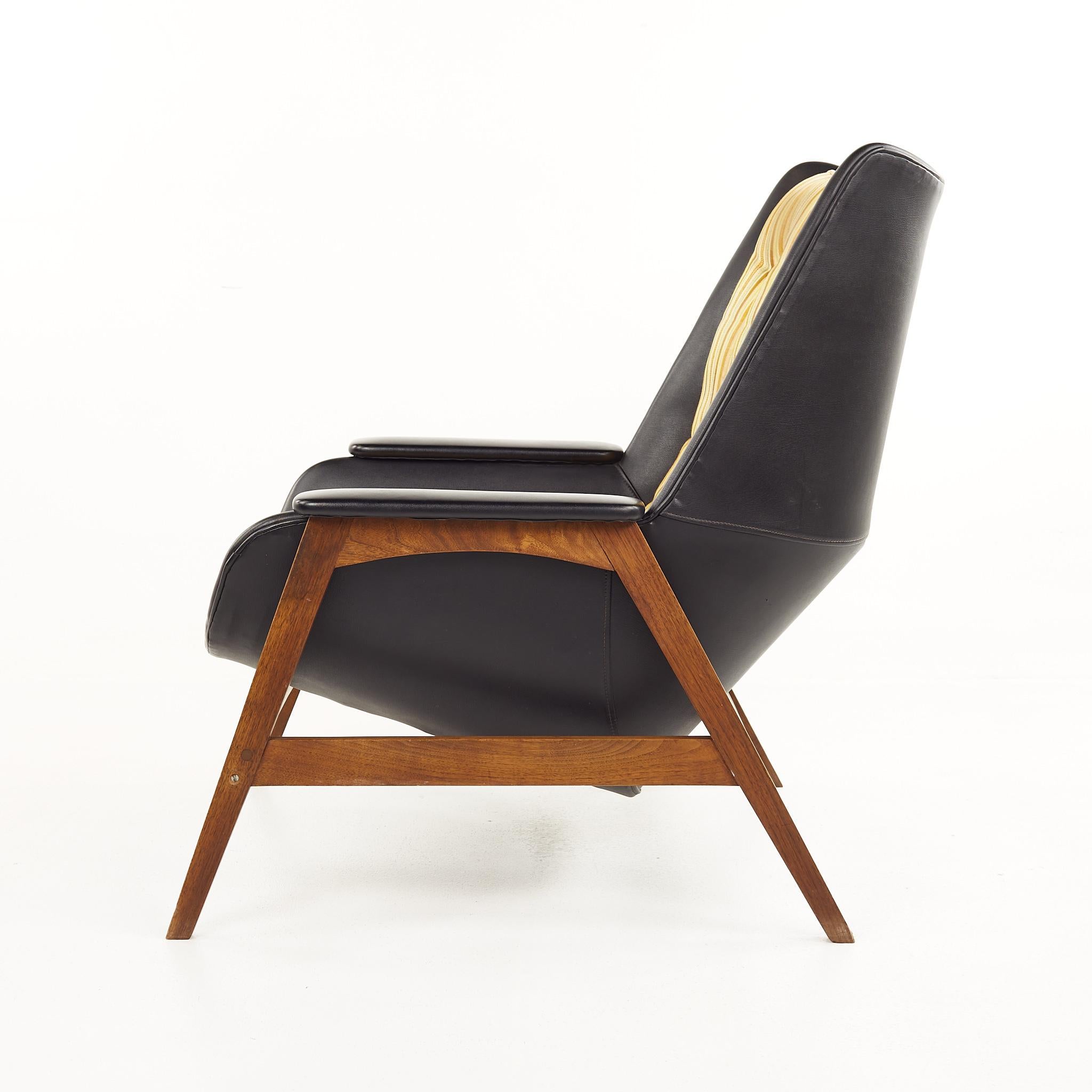 Folke Ohlsson for Dux Style Mid Century Walnut Chair and Ottoman 4