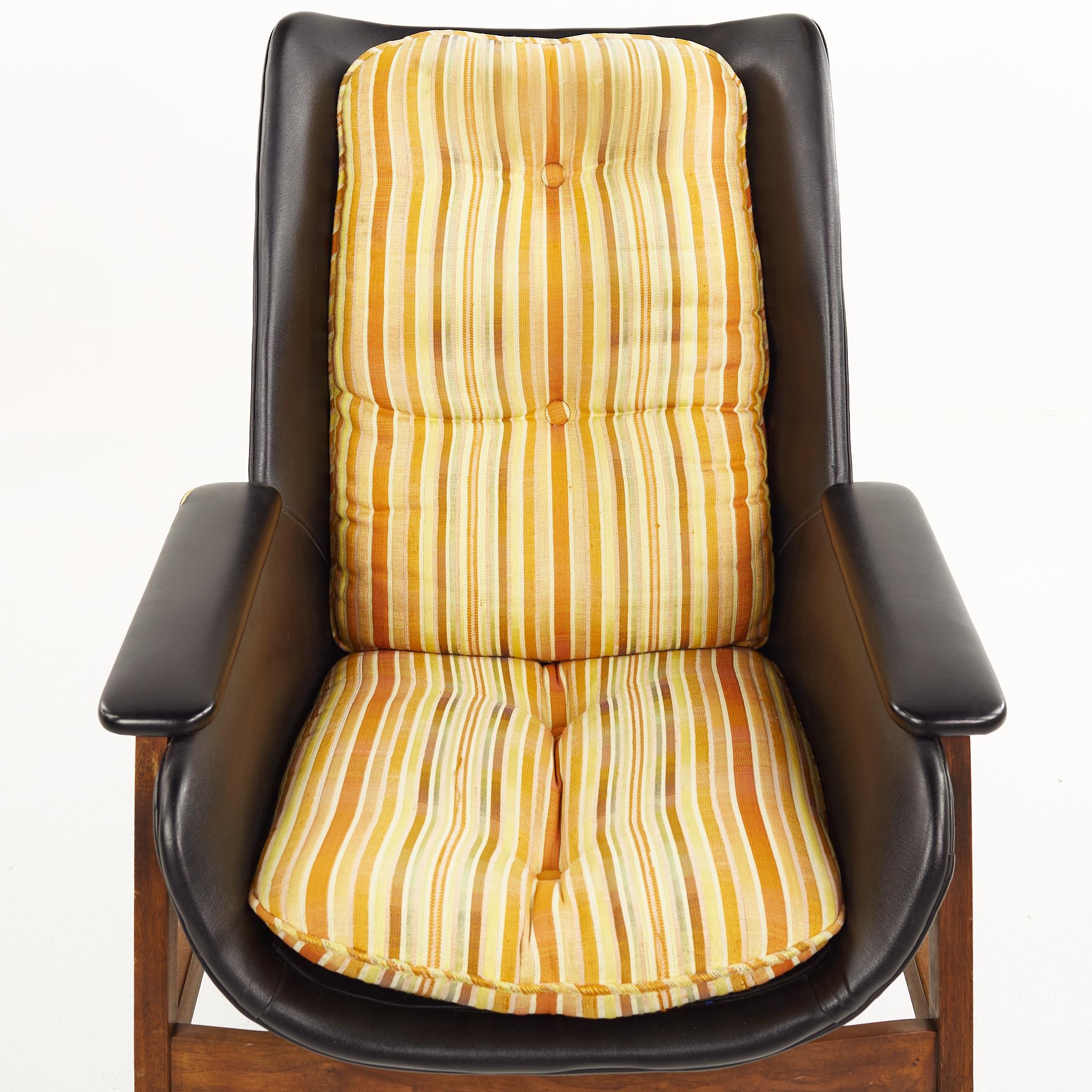 Folke Ohlsson for Dux Style Mid Century Walnut Chair and Ottoman 9