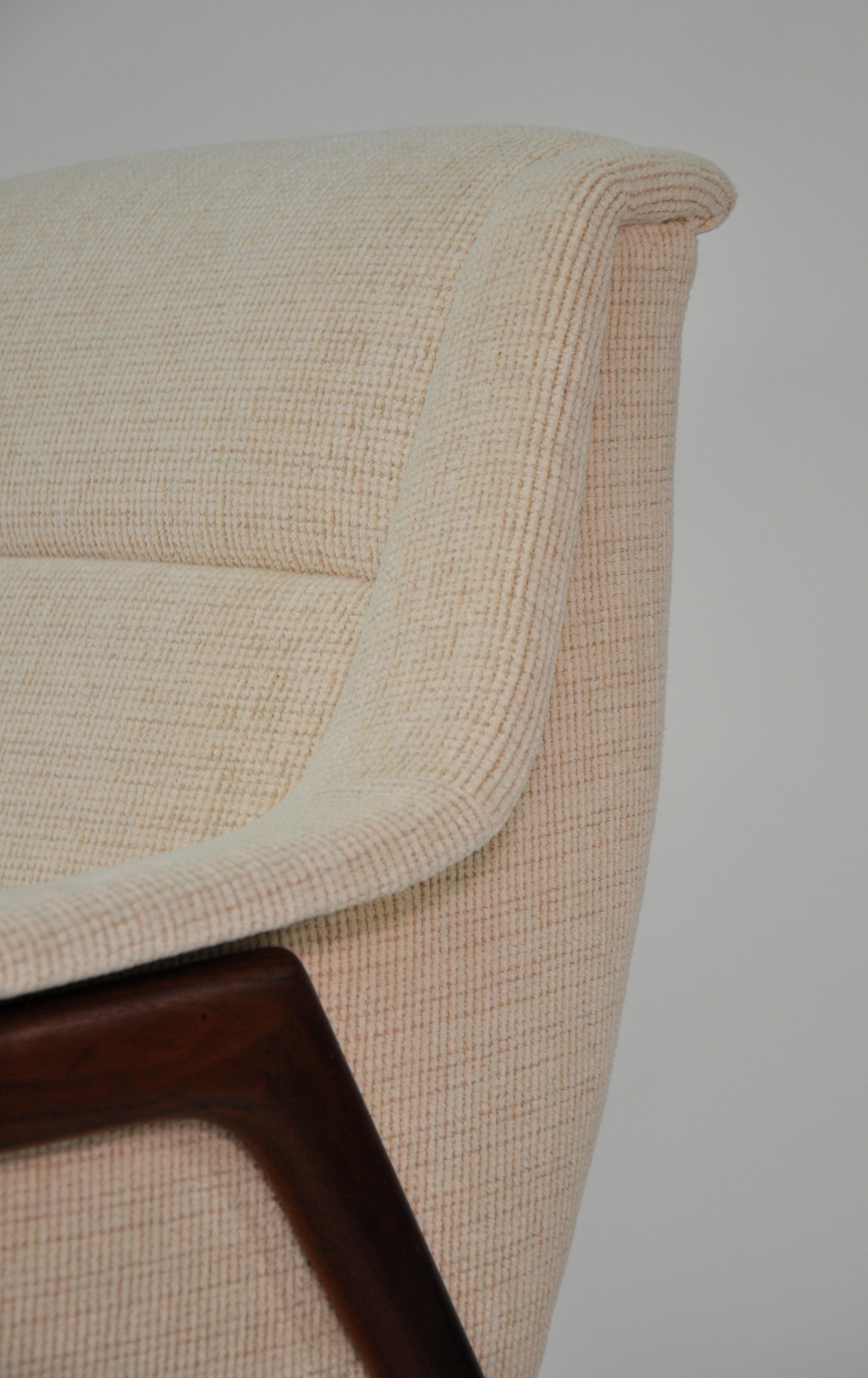 Folke Ohlsson for Dux Teak Off-White Profil Lounge Chair 5
