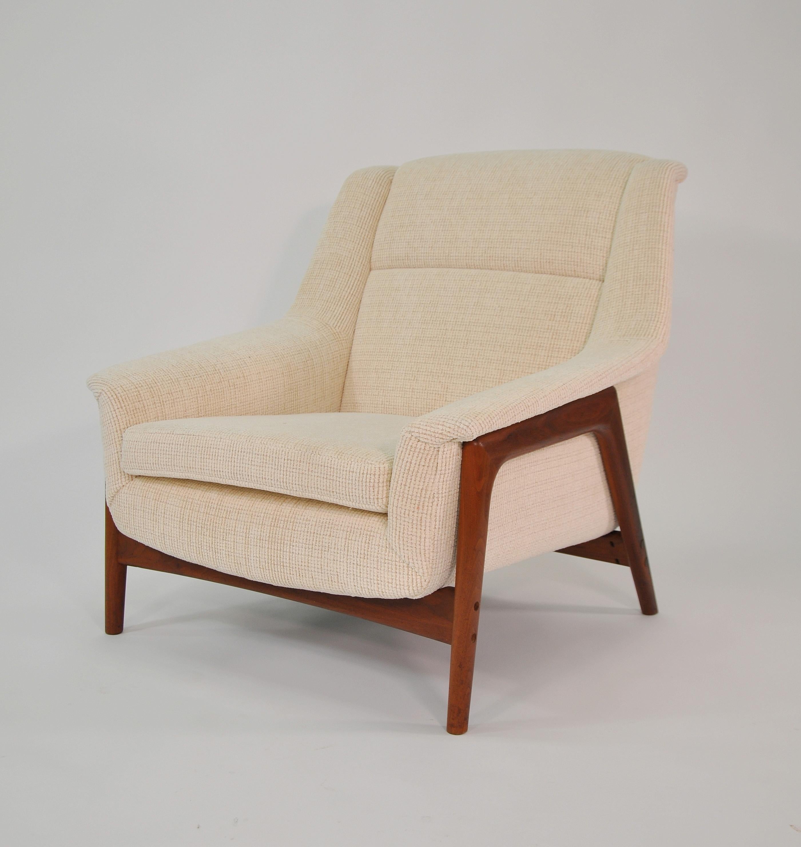 Folke Ohlsson for Dux Teak Off-White Profil Lounge Chair 7