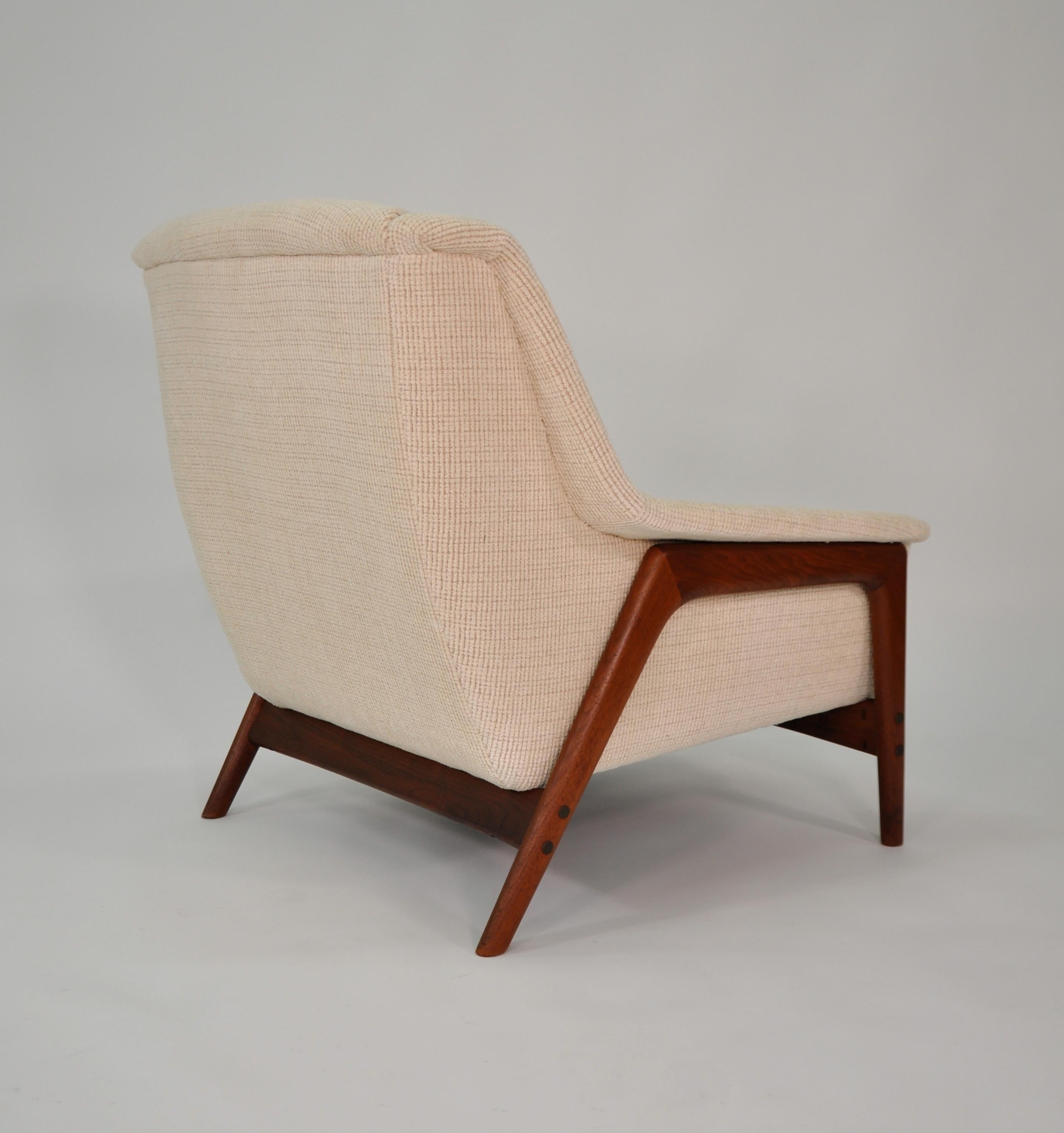 Mid-Century Modern Folke Ohlsson for Dux Teak Off-White Profil Lounge Chair