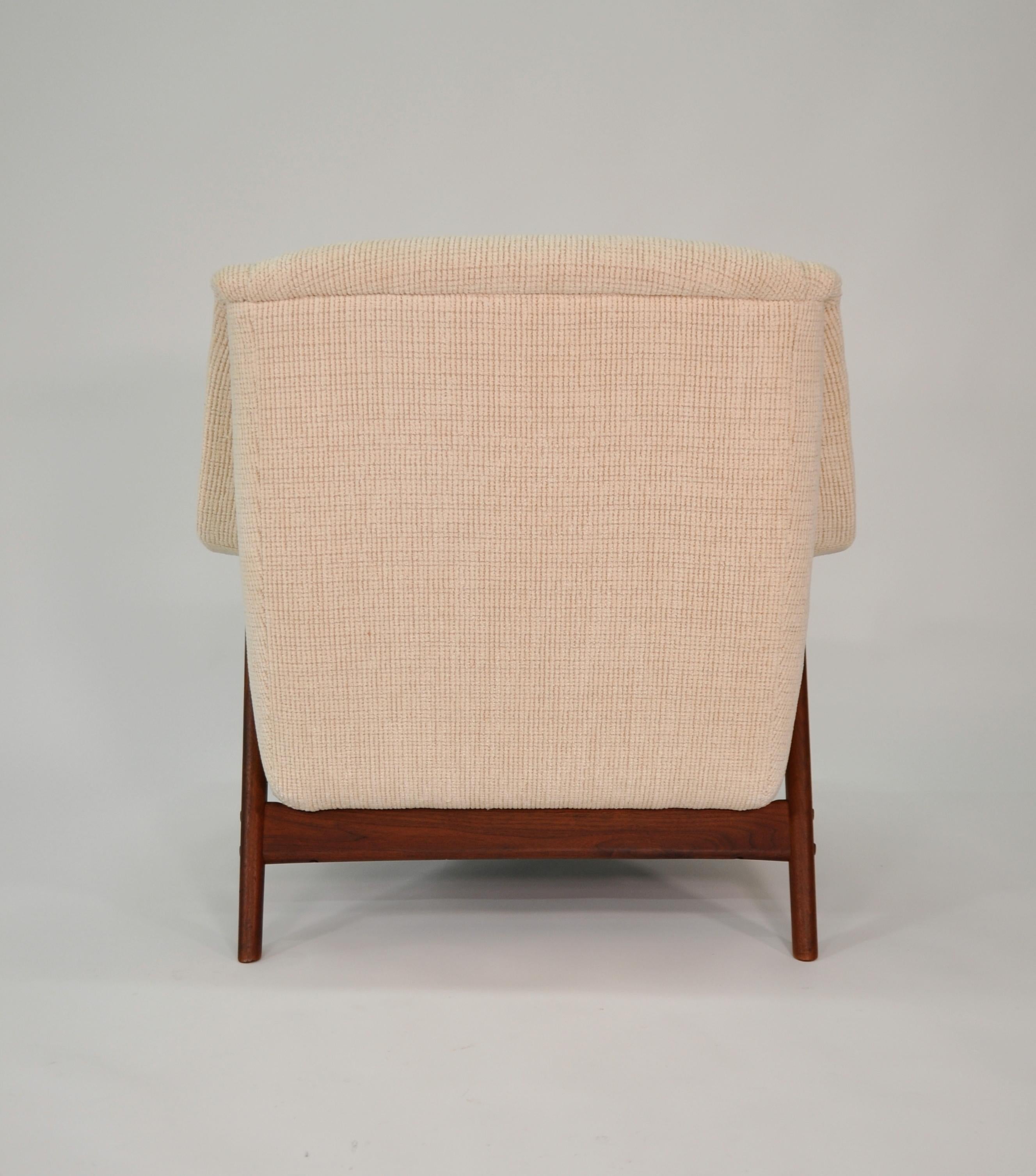 Swedish Folke Ohlsson for Dux Teak Off-White Profil Lounge Chair