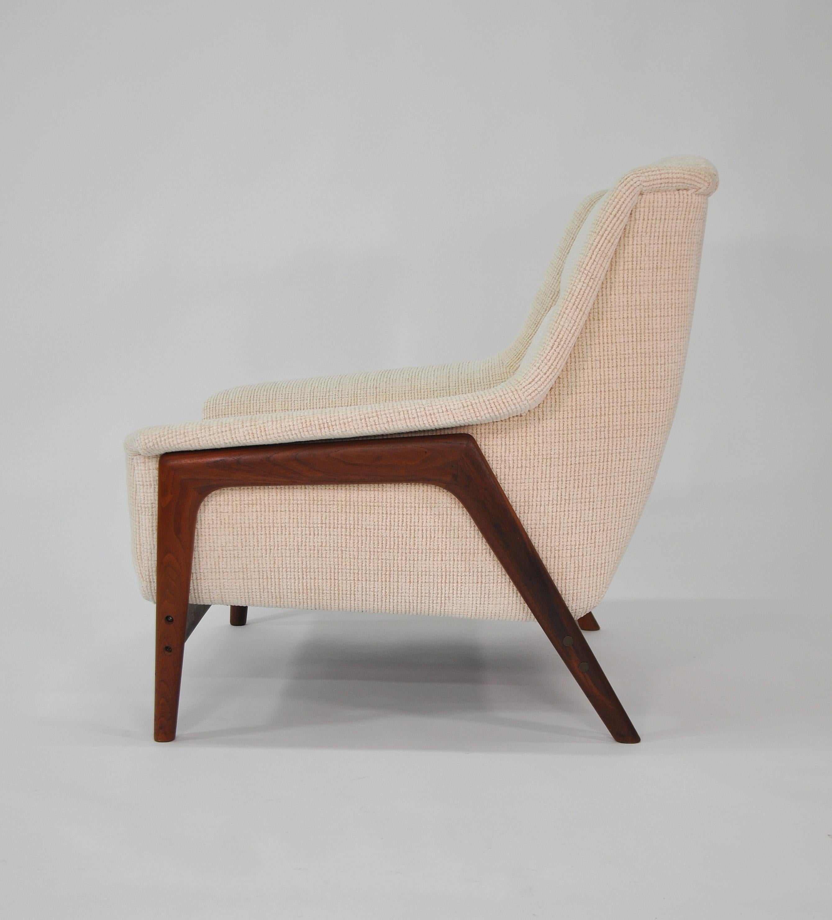 Mid-20th Century Folke Ohlsson for Dux Teak Off-White Profil Lounge Chair