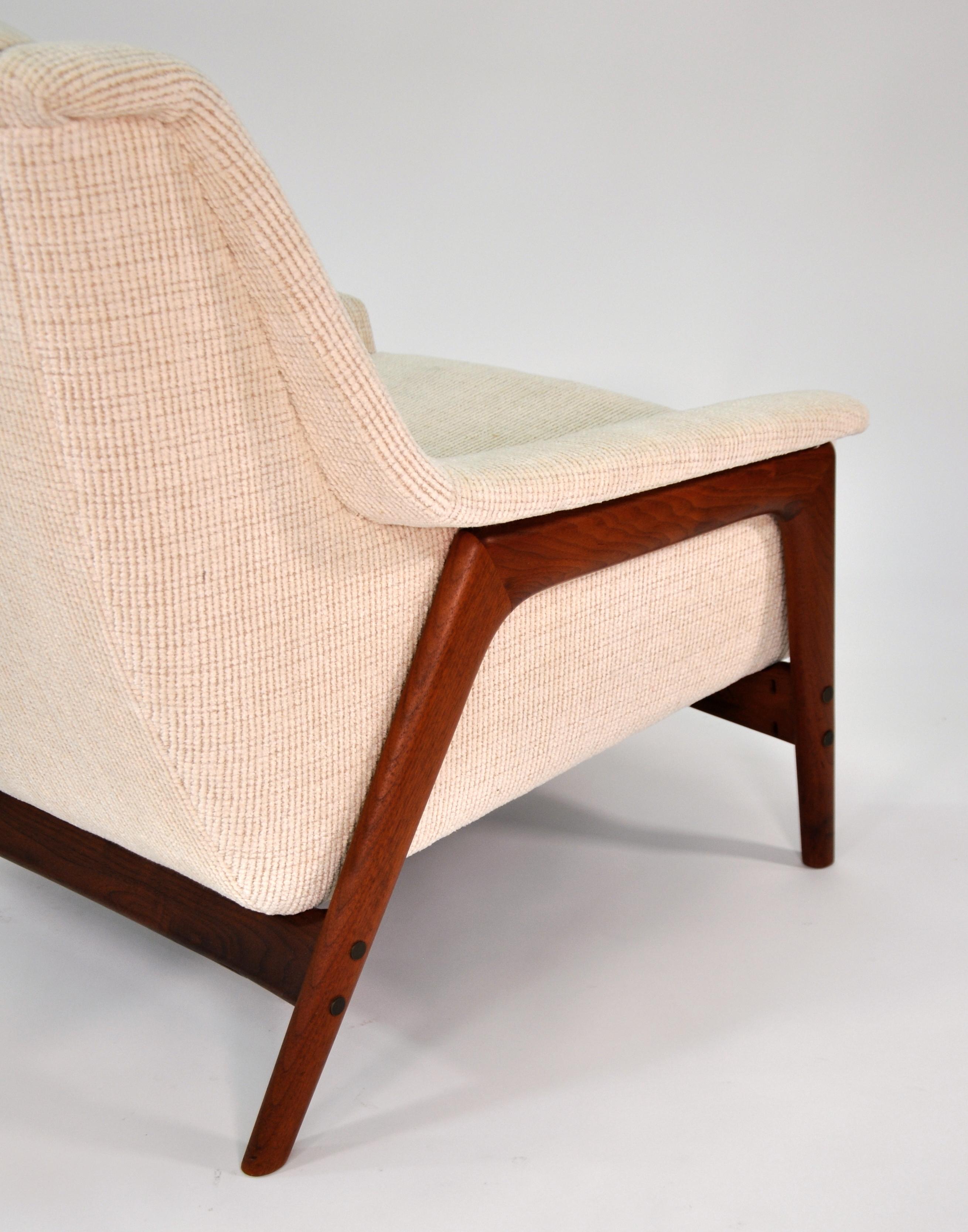 Folke Ohlsson for Dux Teak Off-White Profil Lounge Chair 2