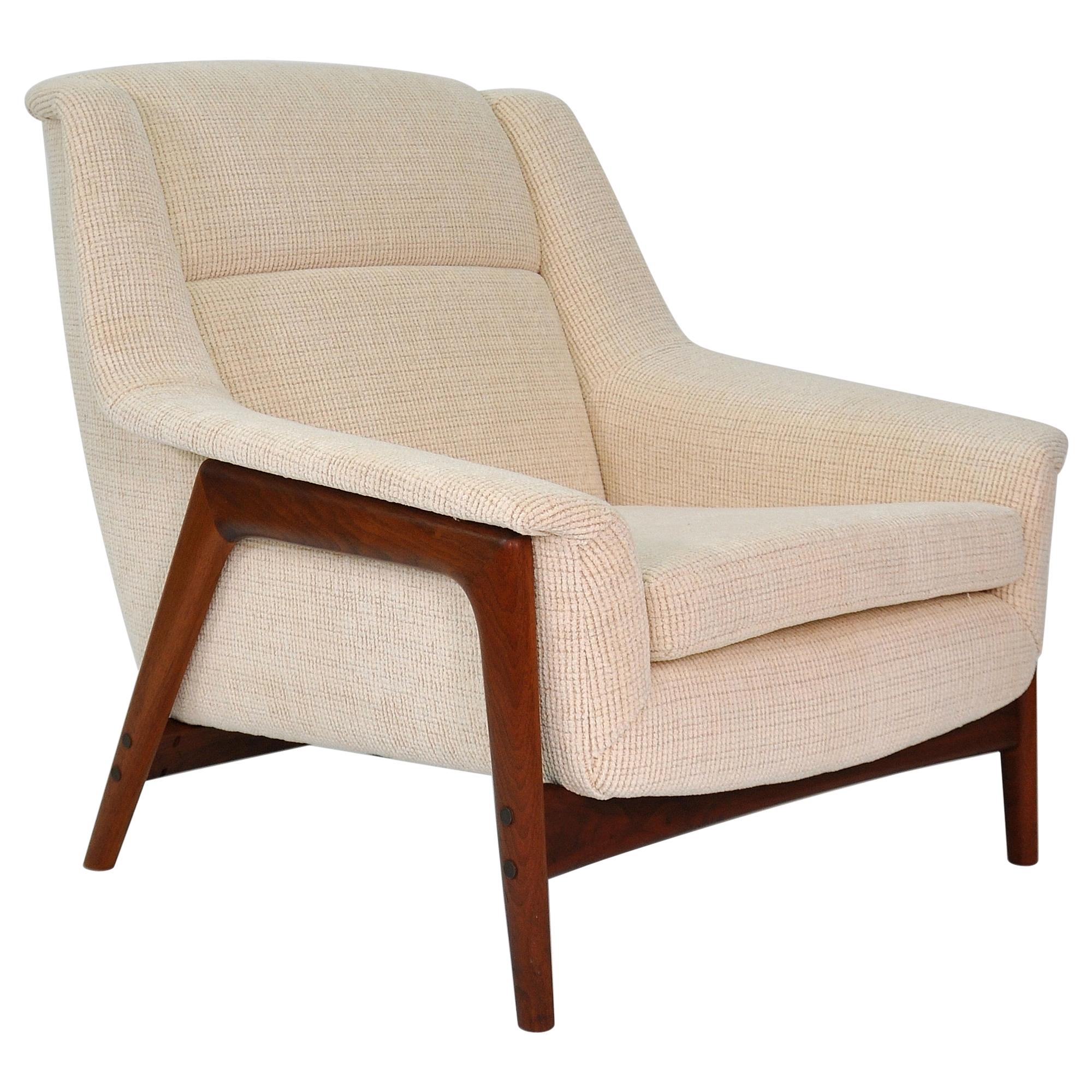 Folke Ohlsson for Dux Teak Off-White Profil Lounge Chair