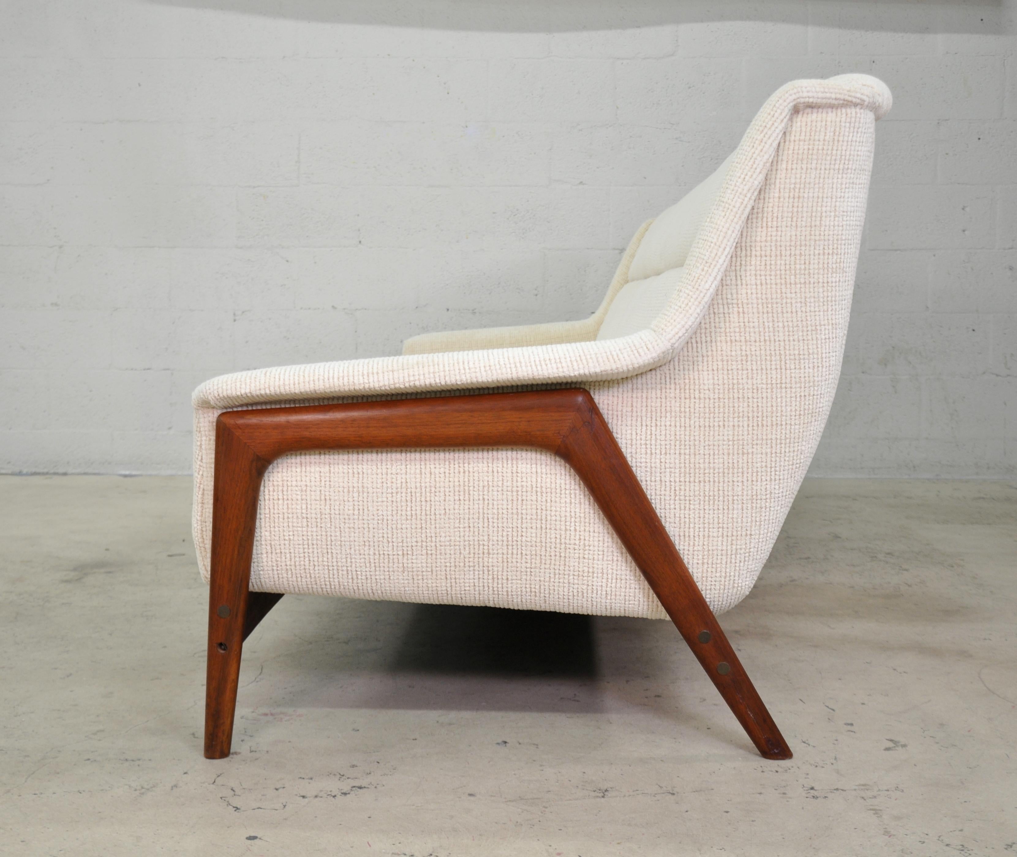 Mid-Century Modern Folke Ohlsson for DUX Teak Off-White Sofa