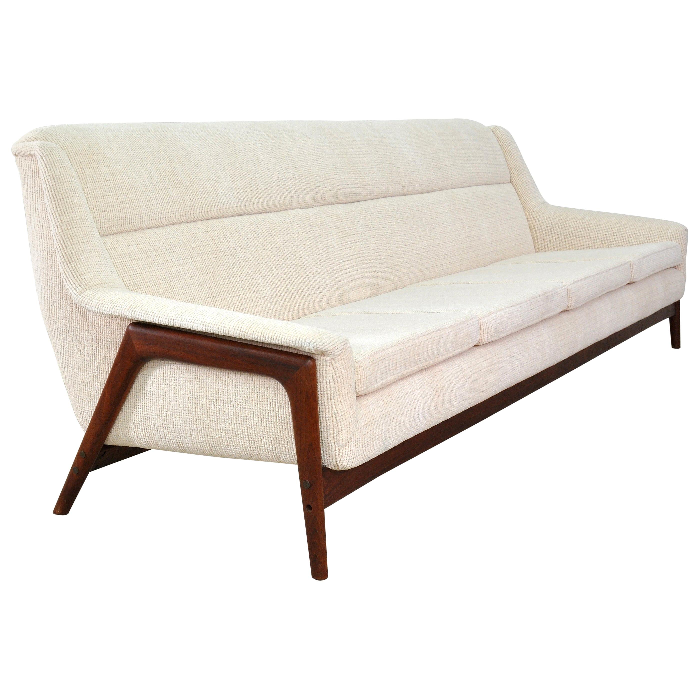 Folke Ohlsson for DUX Teak Off-White Sofa