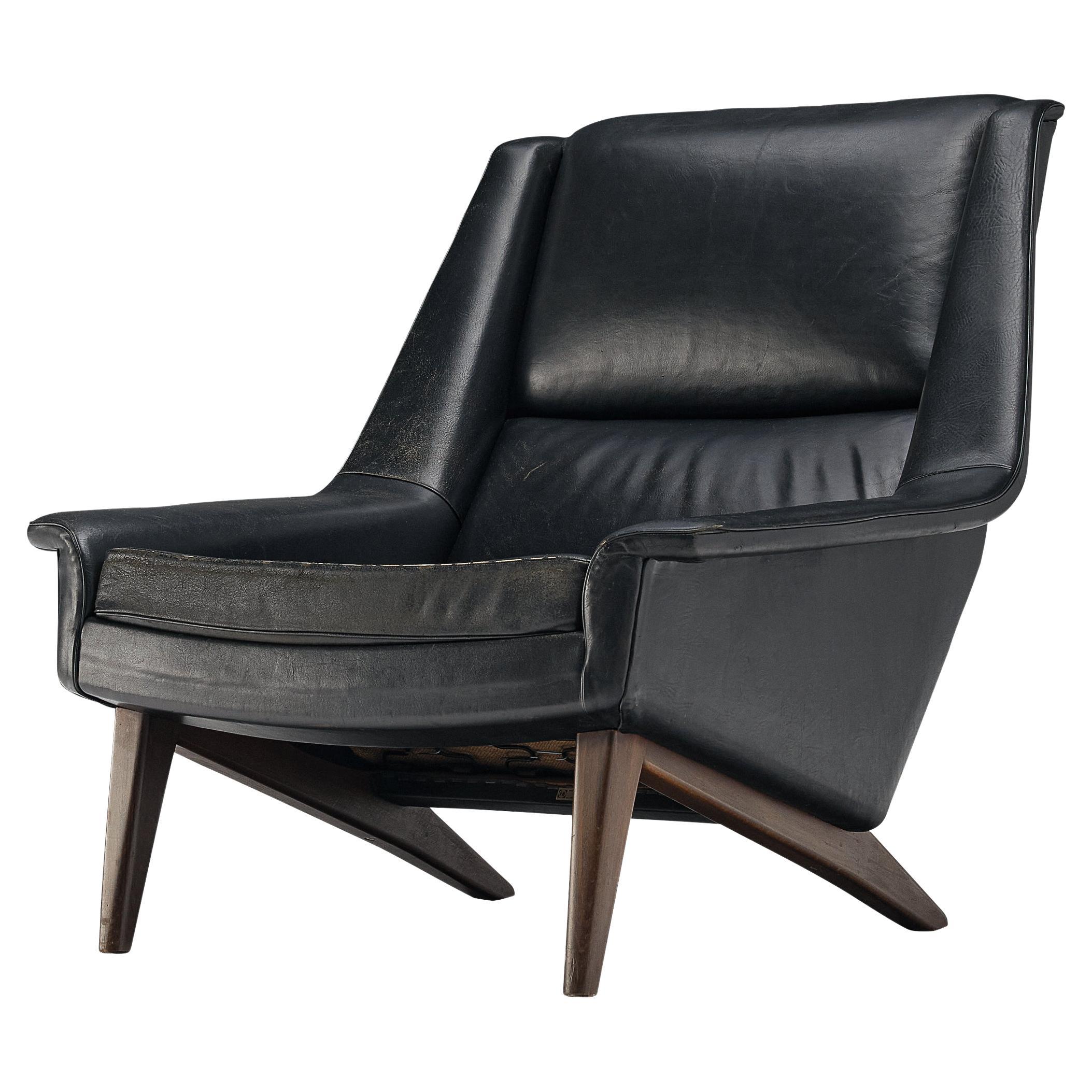 Folke Ohlsson for Fritz Hansen Lounge Chair in Black Leather For Sale
