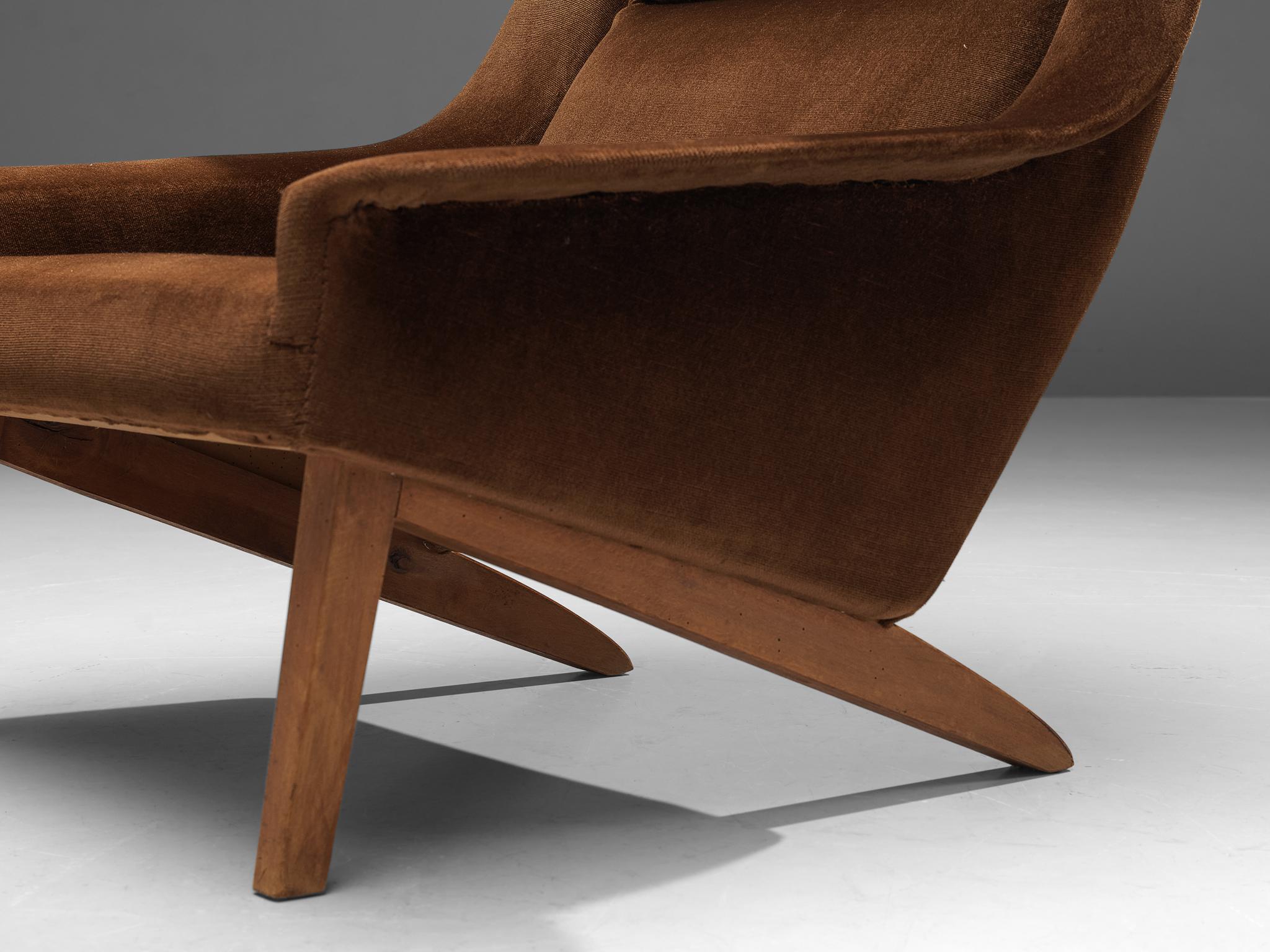 Folke Ohlsson for Fritz Hansen Lounge Chair in Brown Upholstery  In Good Condition In Waalwijk, NL
