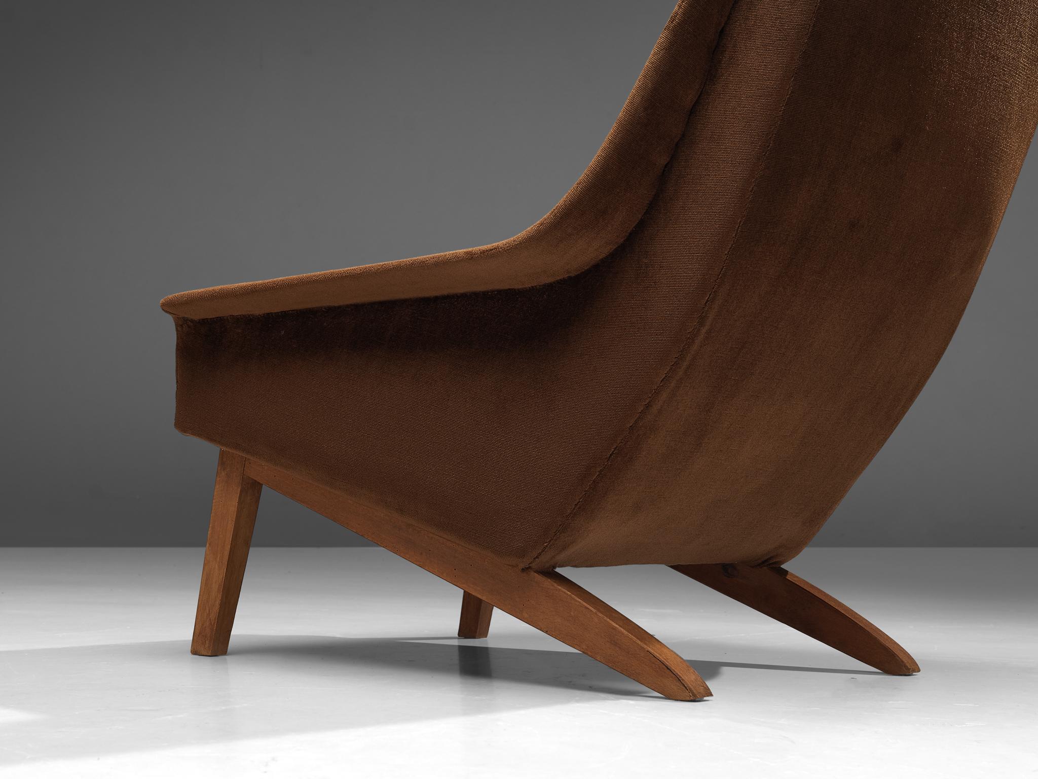 Folke Ohlsson for Fritz Hansen Lounge Chair in Brown Upholstery  1
