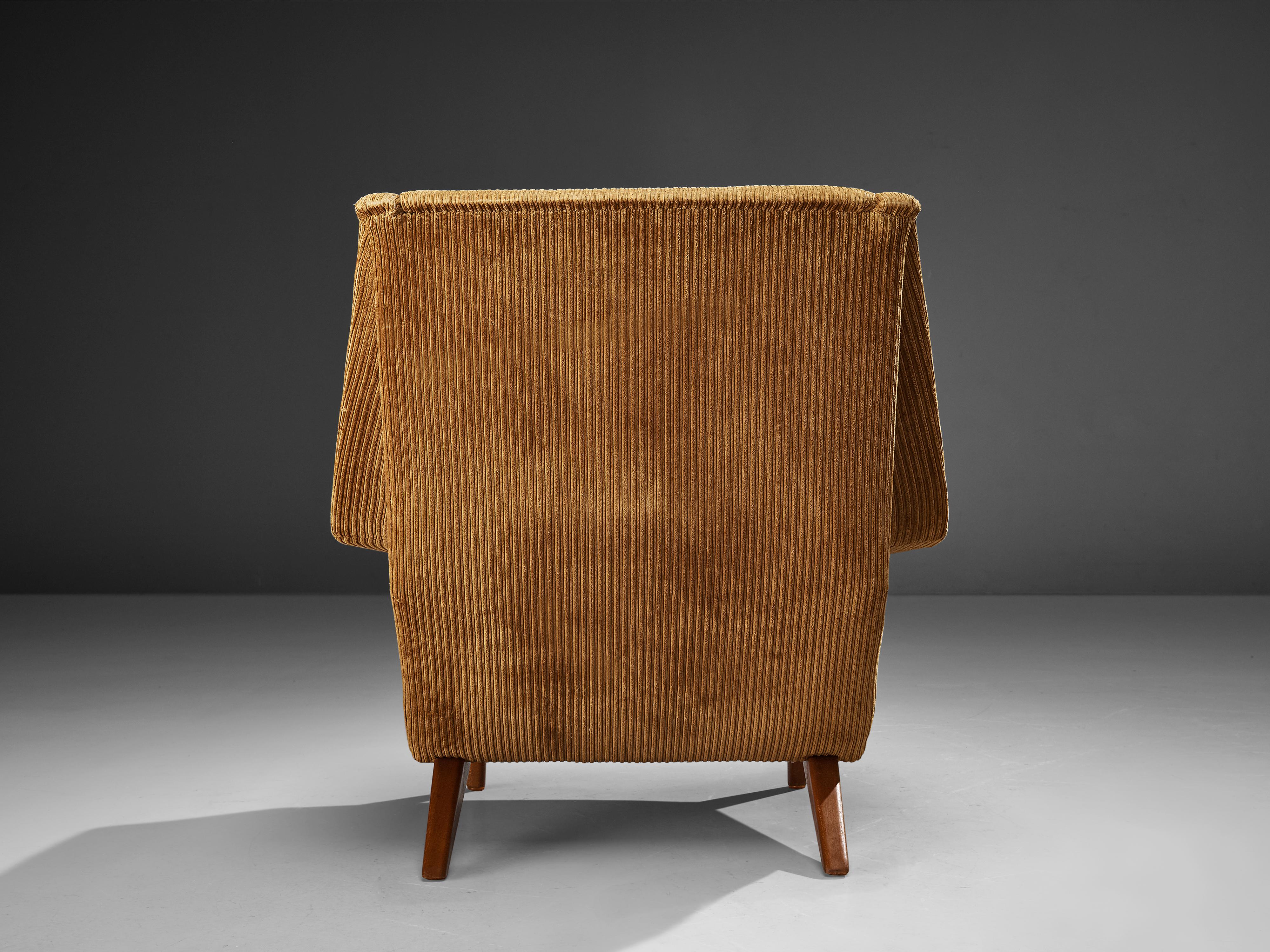 Fabric Folke Ohlsson for Fritz Hansen Lounge Chair in Camel Corduroy