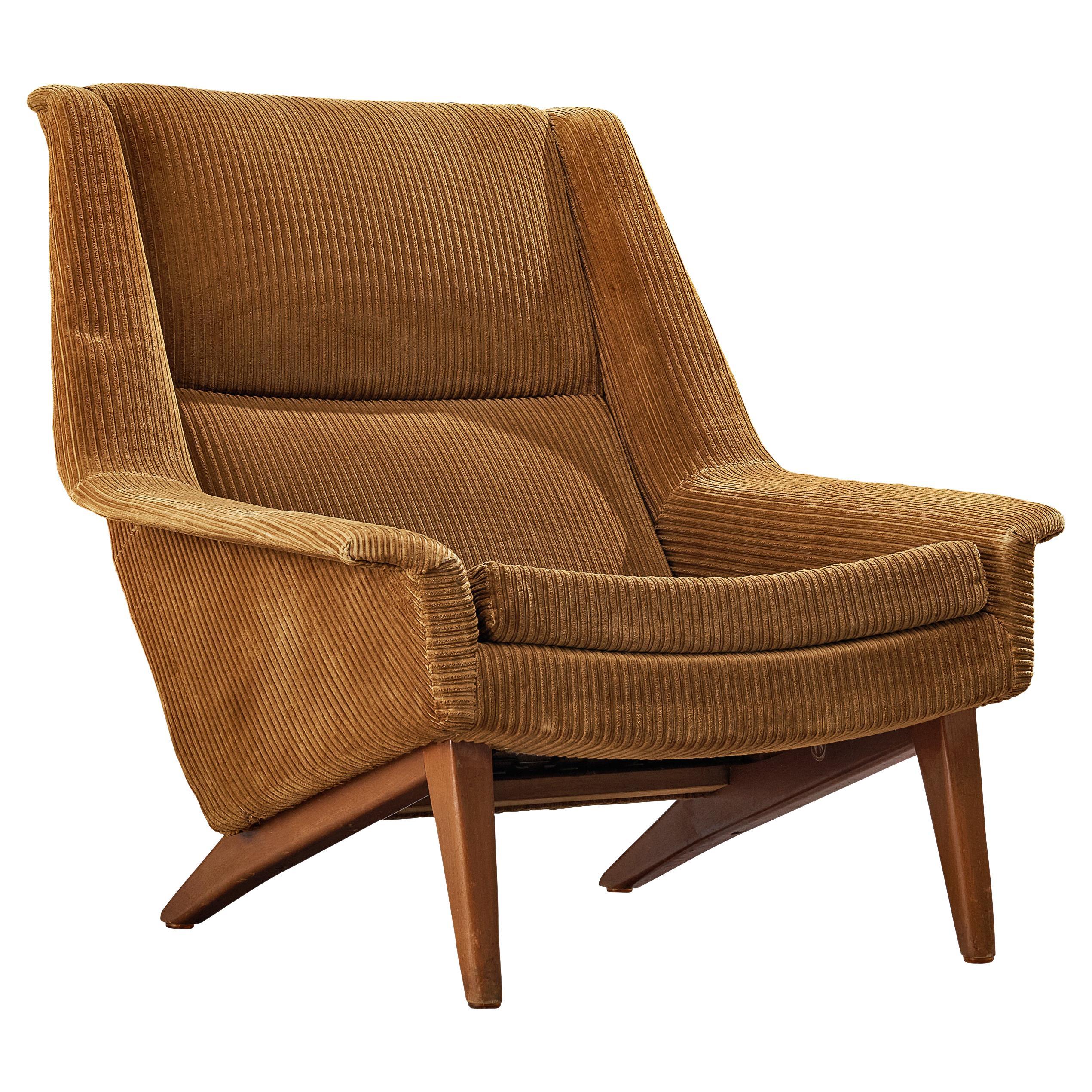 Folke Ohlsson for Fritz Hansen Lounge Chair in Camel Corduroy
