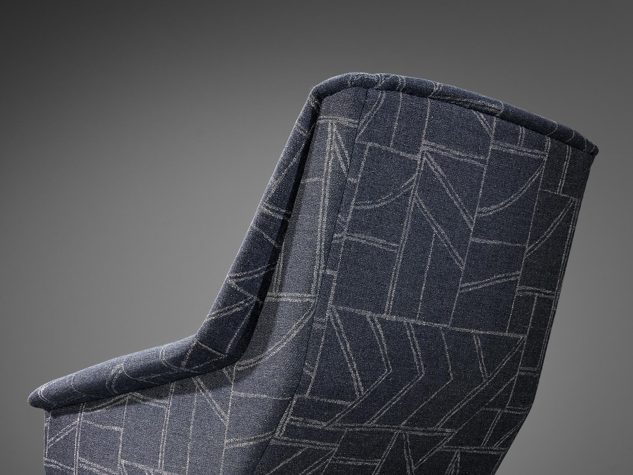 Mid-20th Century Folke Ohlsson for Fritz Hansen Lounge Chair in Geometric Blue Upholstery For Sale