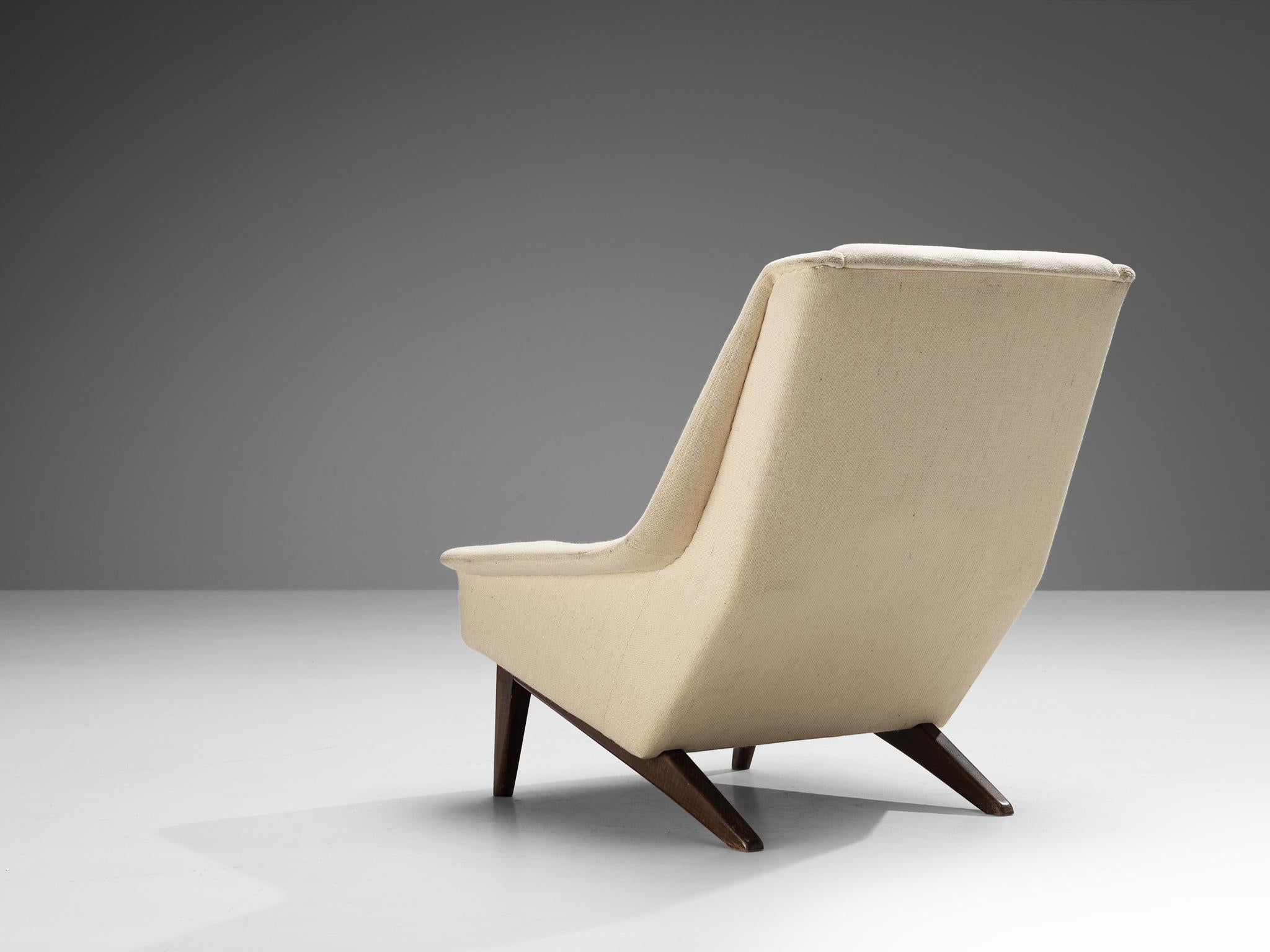 Mid-Century Modern Folke Ohlsson fauteuil de salon en tissu blanc pour Fritz Hansen  en vente