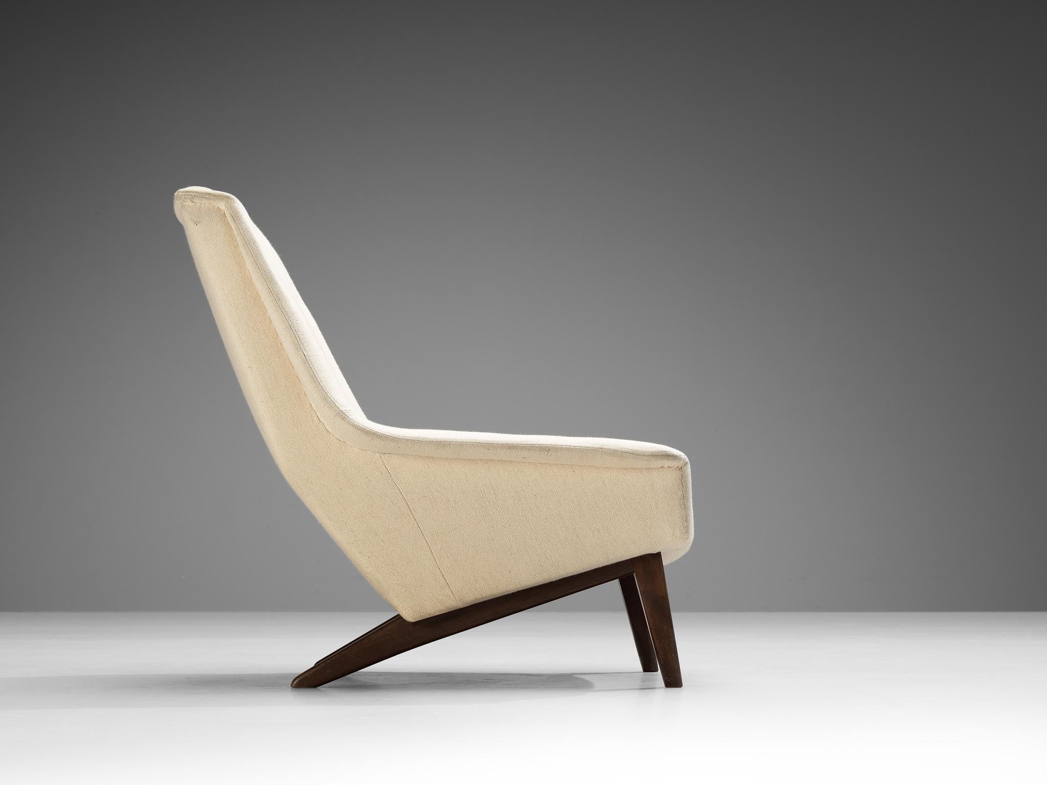 Milieu du XXe siècle Folke Ohlsson fauteuil de salon en tissu blanc pour Fritz Hansen  en vente