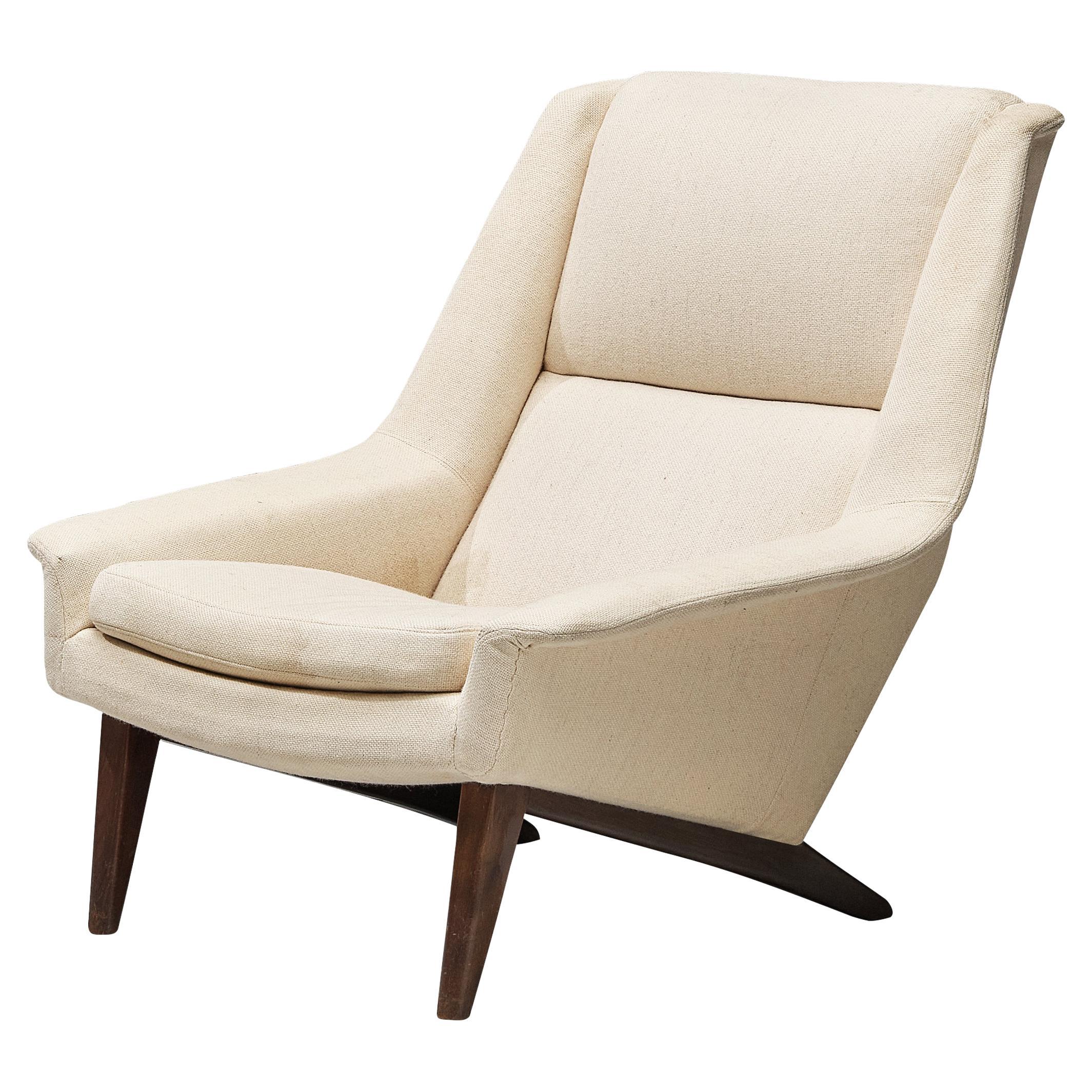 Folke Ohlsson for Fritz Hansen Lounge Chair in White Upholstery  For Sale