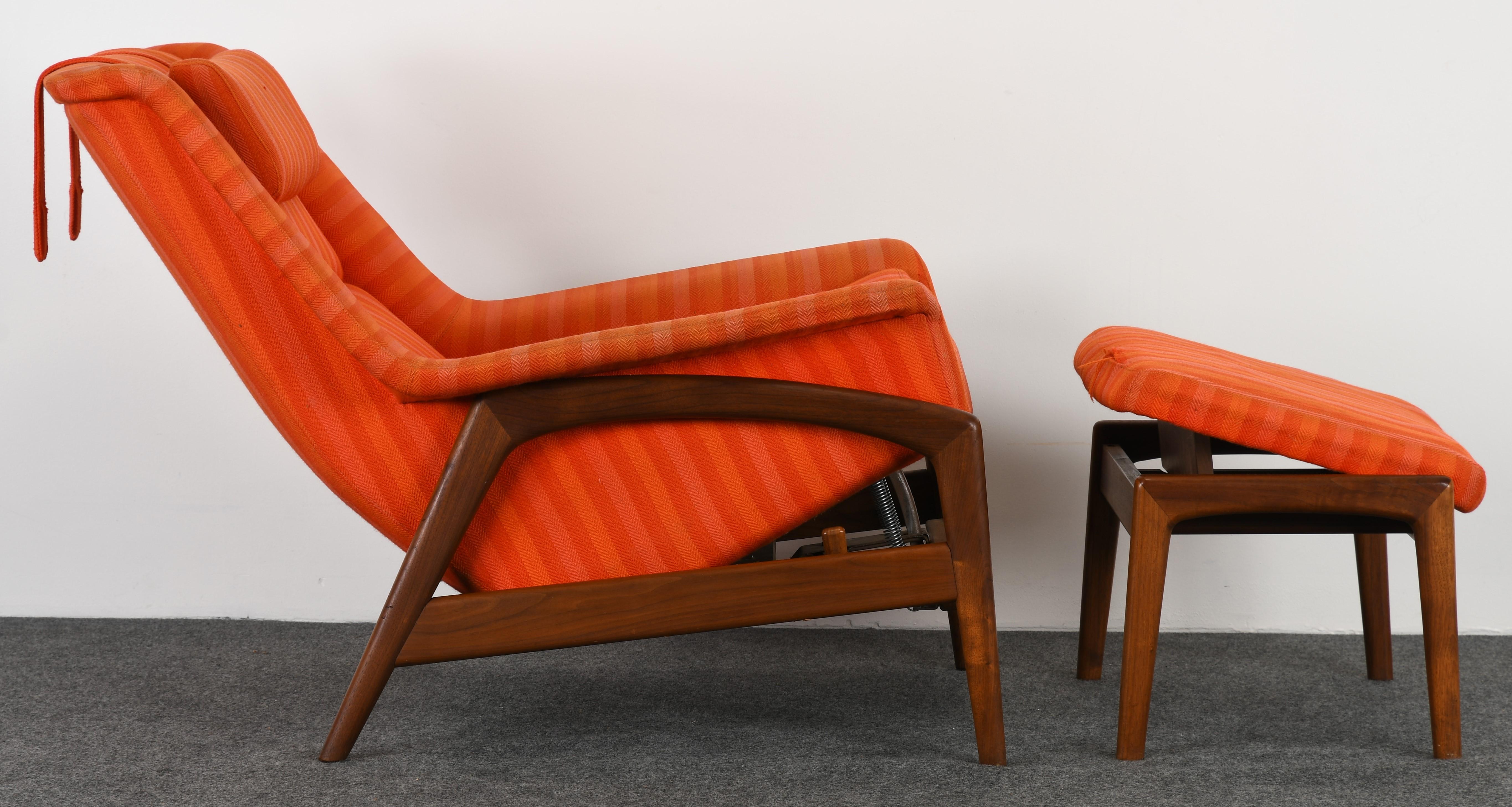 Swedish Folke Ohlsson Lounge Chair and Ottoman, 1960s