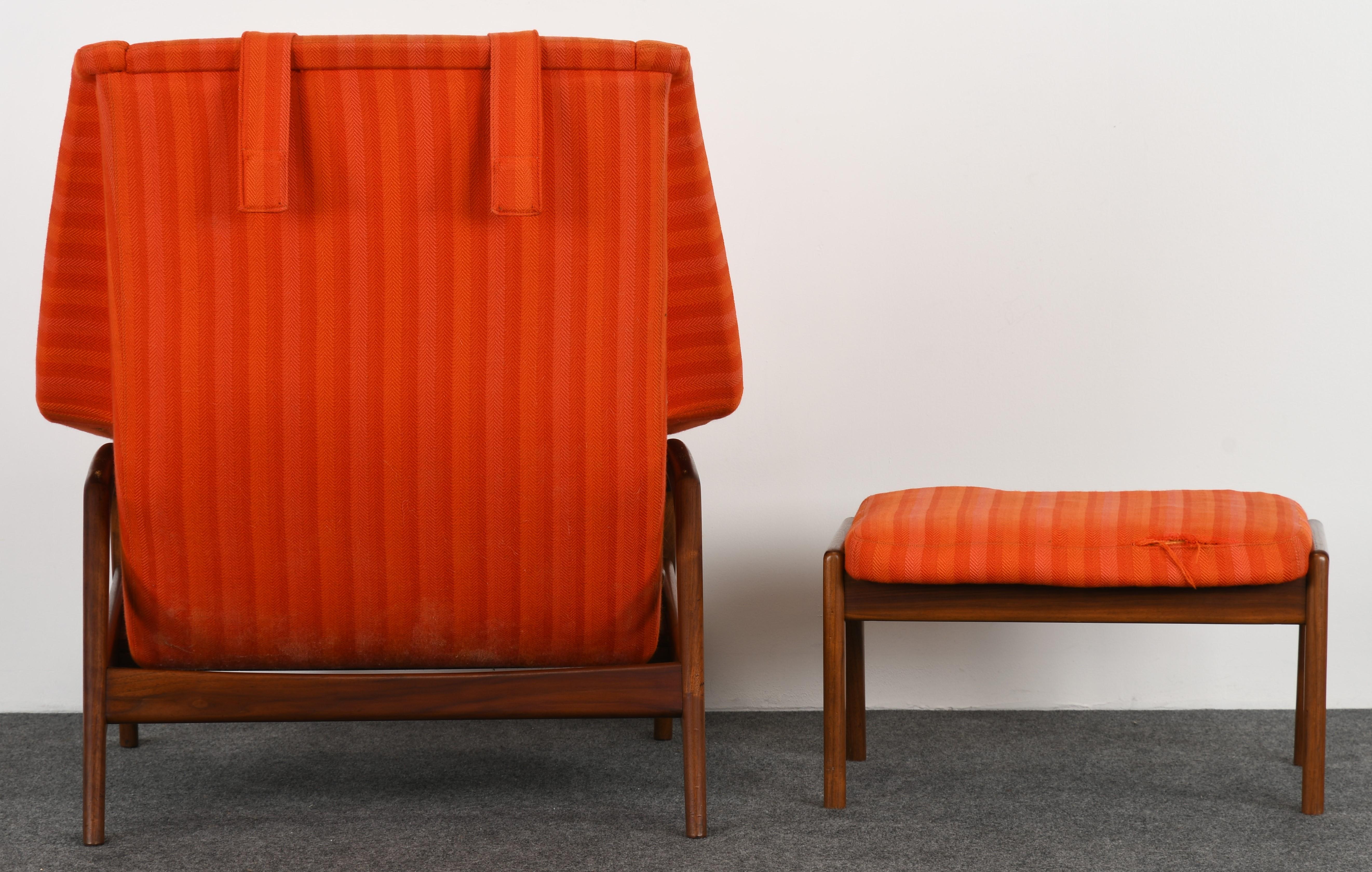 Mid-20th Century Folke Ohlsson Lounge Chair and Ottoman, 1960s