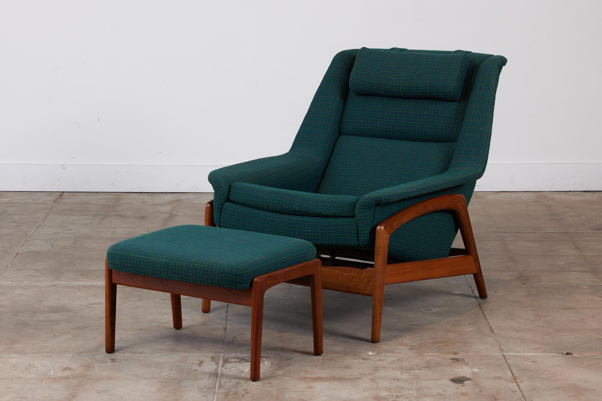 Mid-Century Modern Folke Ohlsson Lounge Chair and Ottoman for DUX