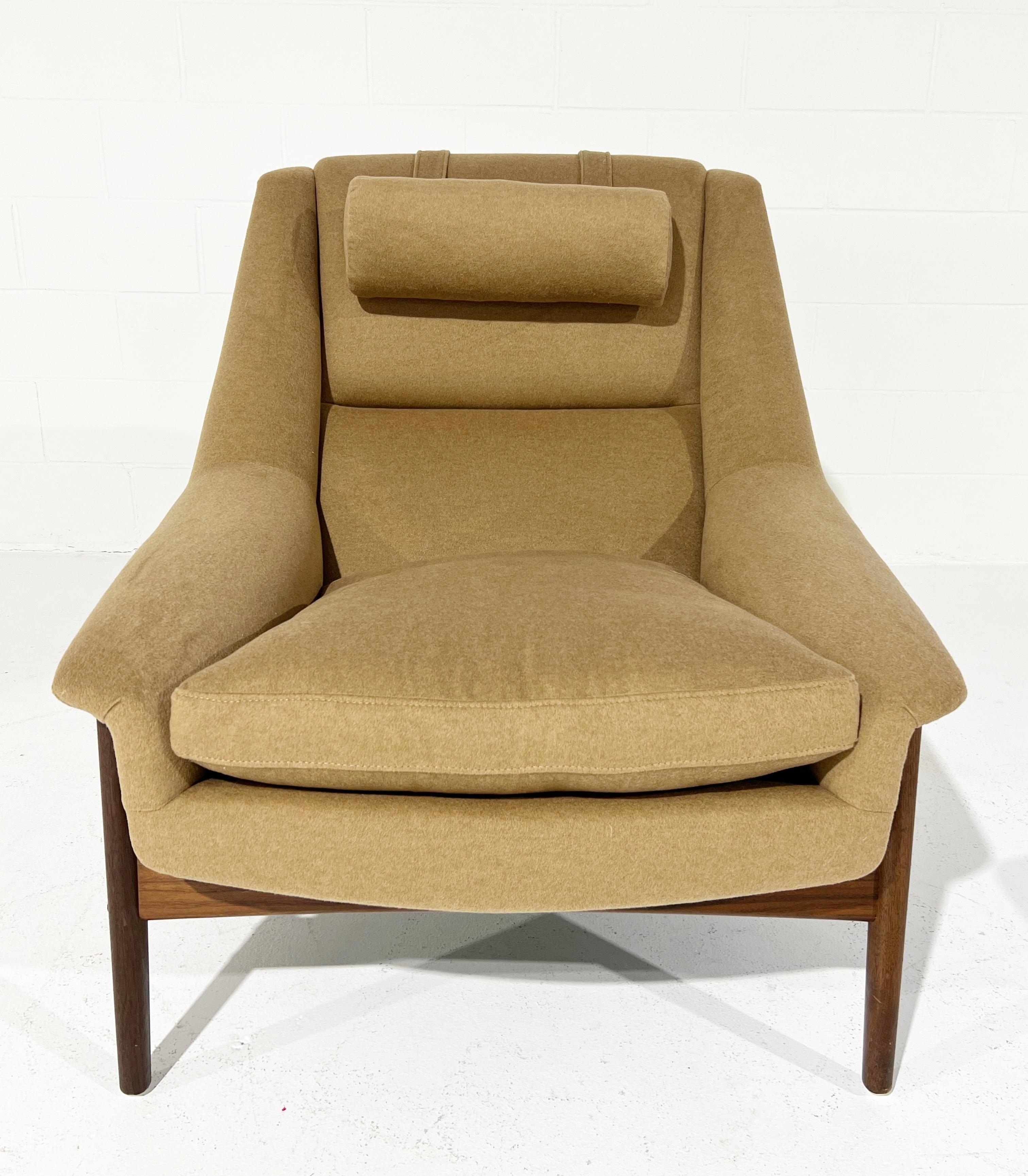 Swedish Folke Ohlsson Lounge Chair and Ottoman in Loro Piana Cashmere