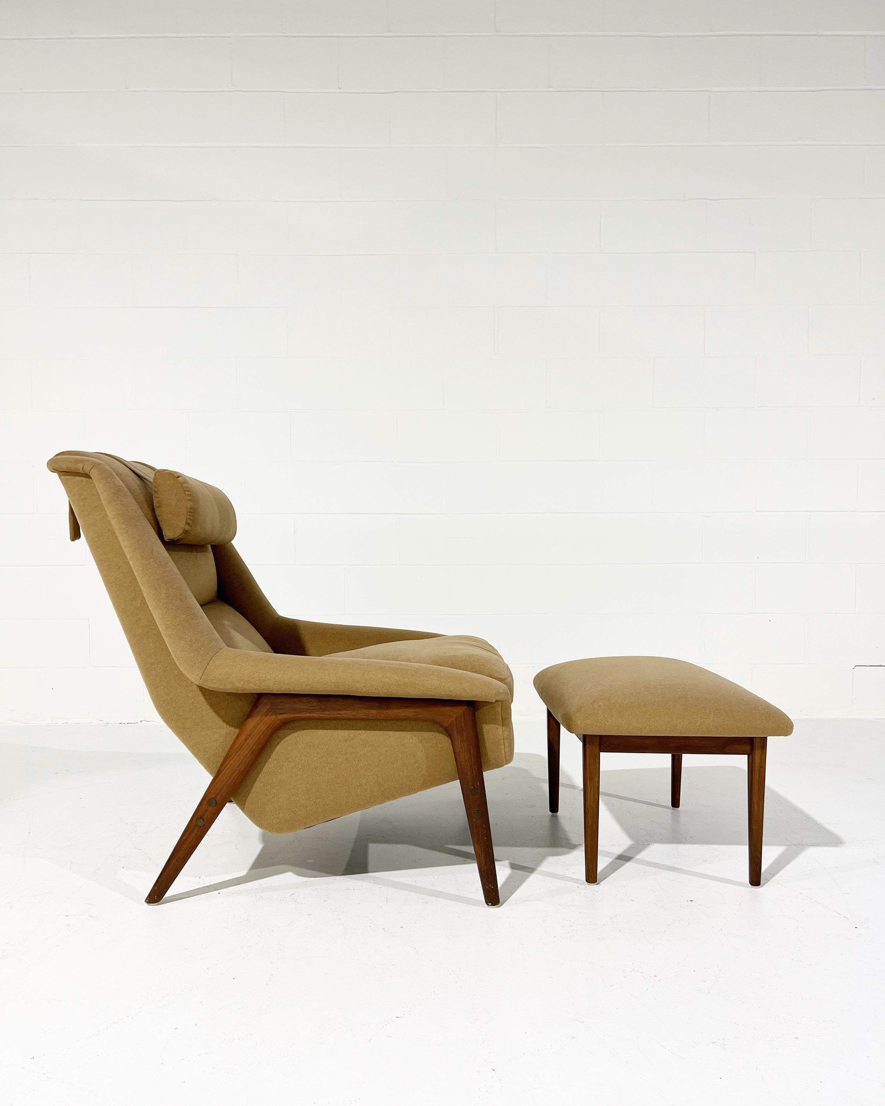 Fabric Folke Ohlsson Lounge Chair and Ottoman in Loro Piana Cashmere