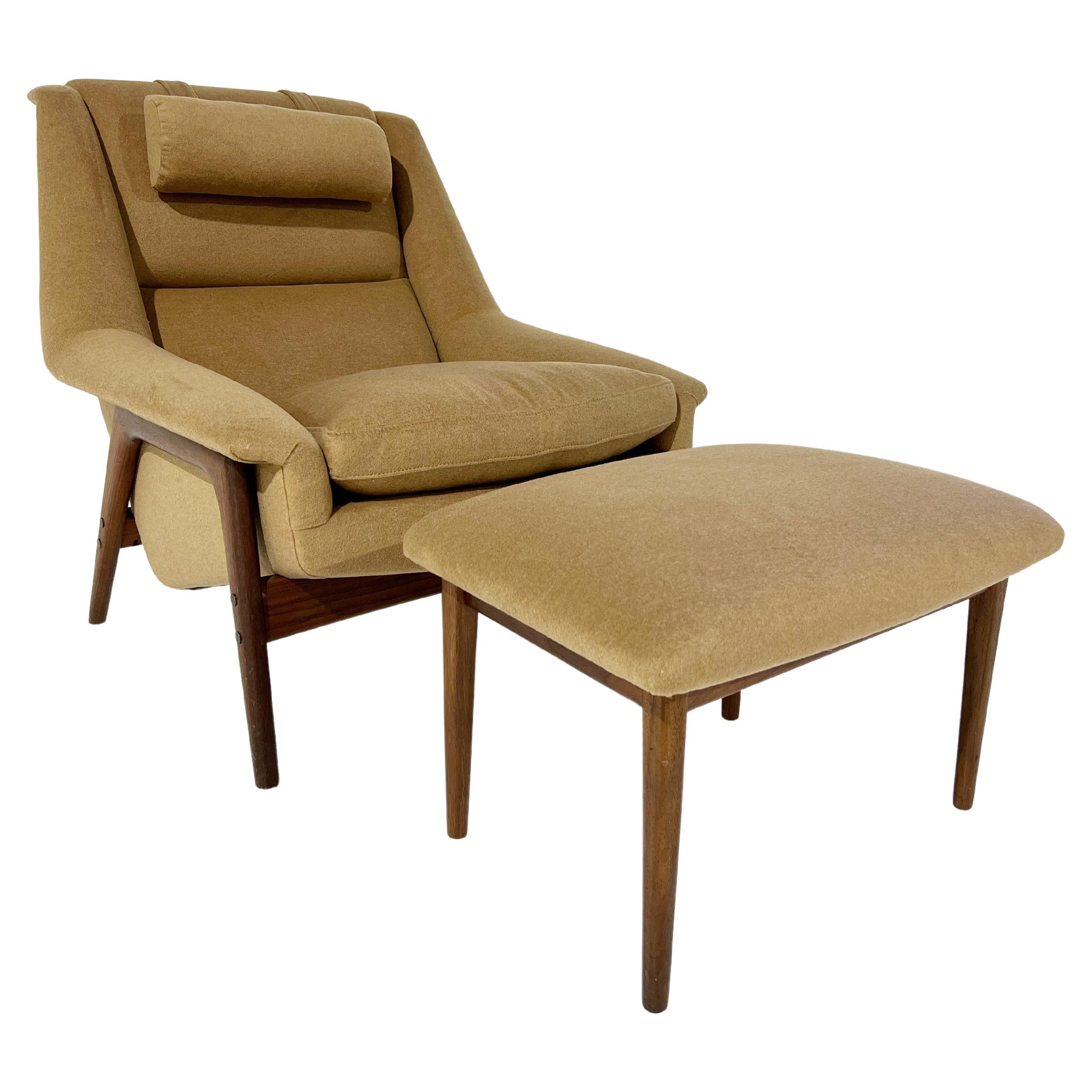 Folke Ohlsson Lounge Chair and Ottoman in Loro Piana Cashmere