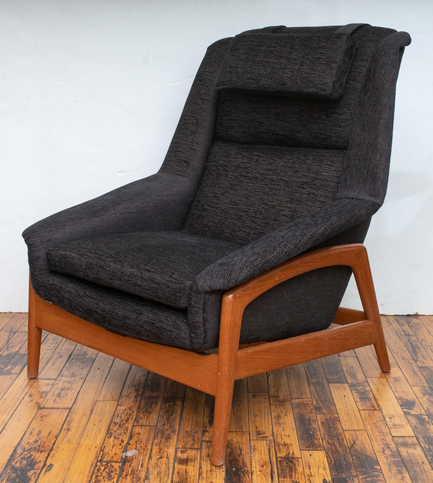 Swedish Folke Ohlsson Lounge Chair and Ottoman with Teak Wood Frame