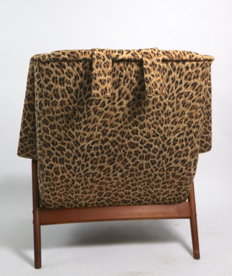 Folke Ohlsson Lounge Chair by DUX of Sweden in Cheetah Print Fabric For Sale 1