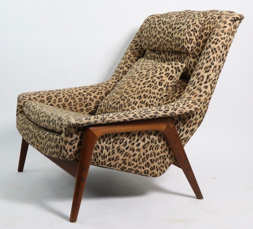Swedish Folke Ohlsson Lounge Chair by DUX of Sweden in Cheetah Print Fabric For Sale