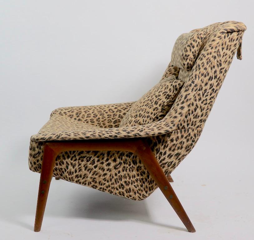 20th Century Folke Ohlsson Lounge Chair by DUX of Sweden in Cheetah Print Fabric For Sale