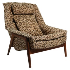 Folke Ohlsson Lounge Chair by DUX of Sweden in Cheetah Print Fabric