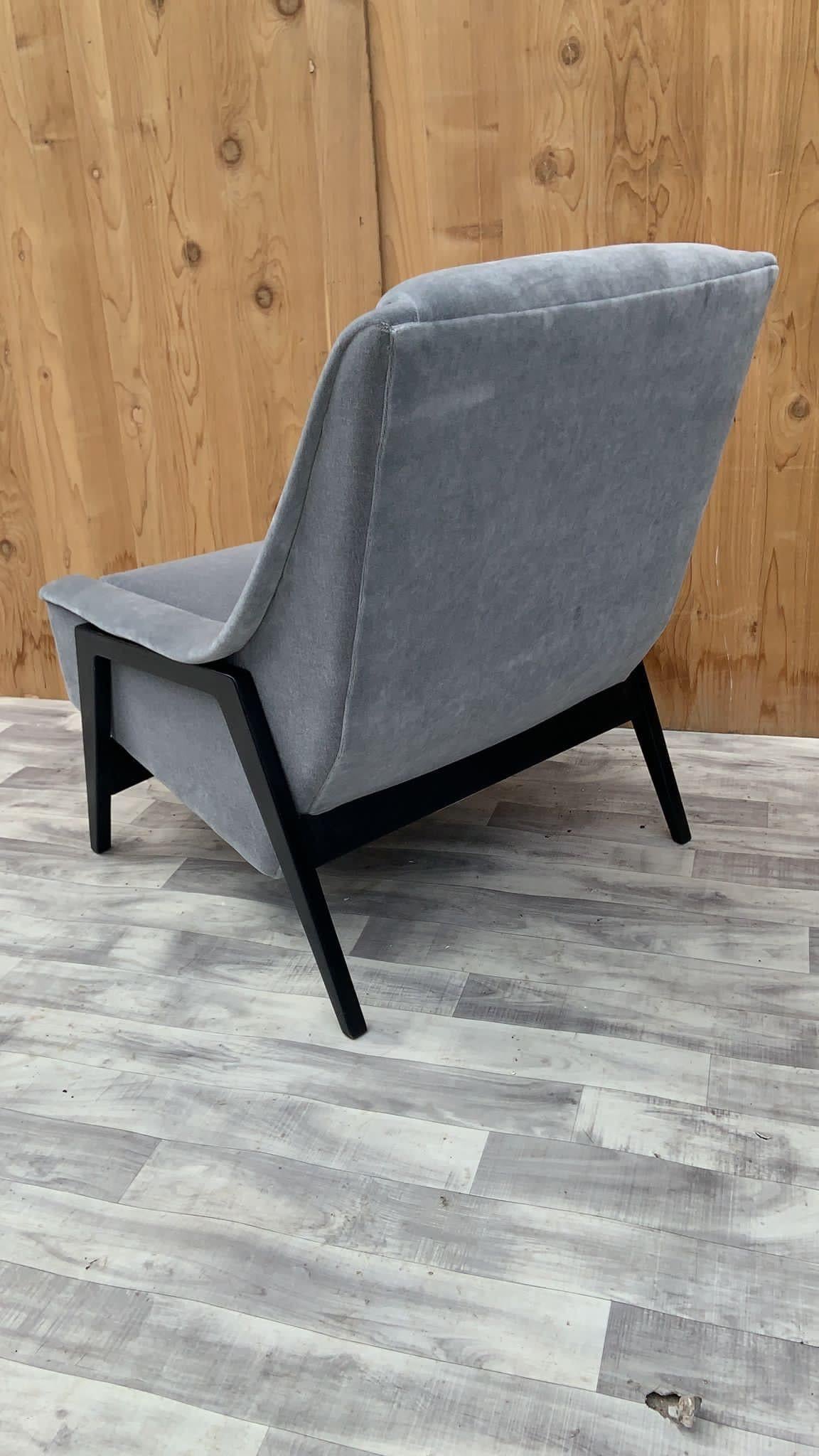 Folke Ohlsson Lounge Chair by DUX of Sweden Newly Upholstered in Italian Mohair For Sale 4