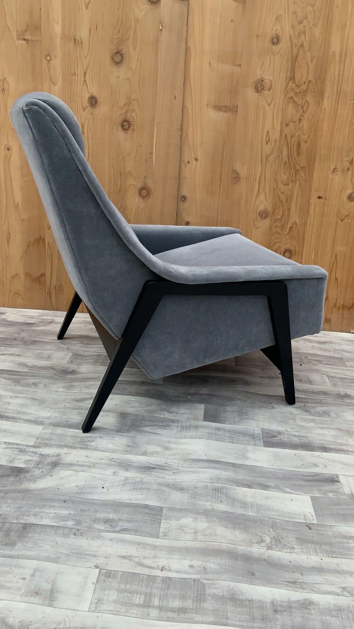 Folke Ohlsson Lounge Chair by DUX of Sweden Newly Upholstered in Italian Mohair For Sale 2