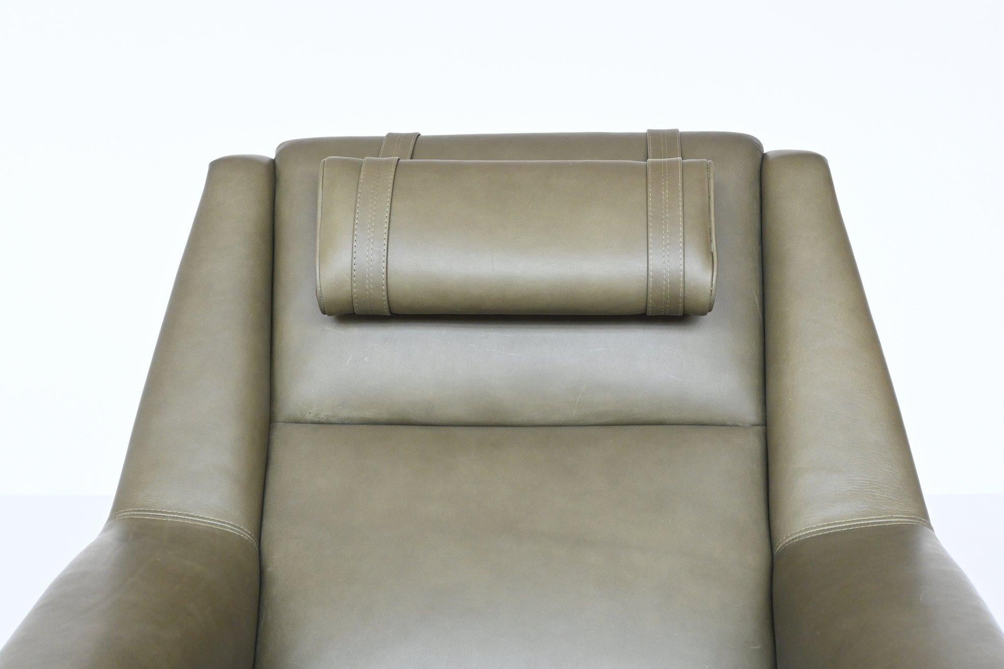 Folke Ohlsson Lounge Chair Green Leather DUX Sweden 1960 3