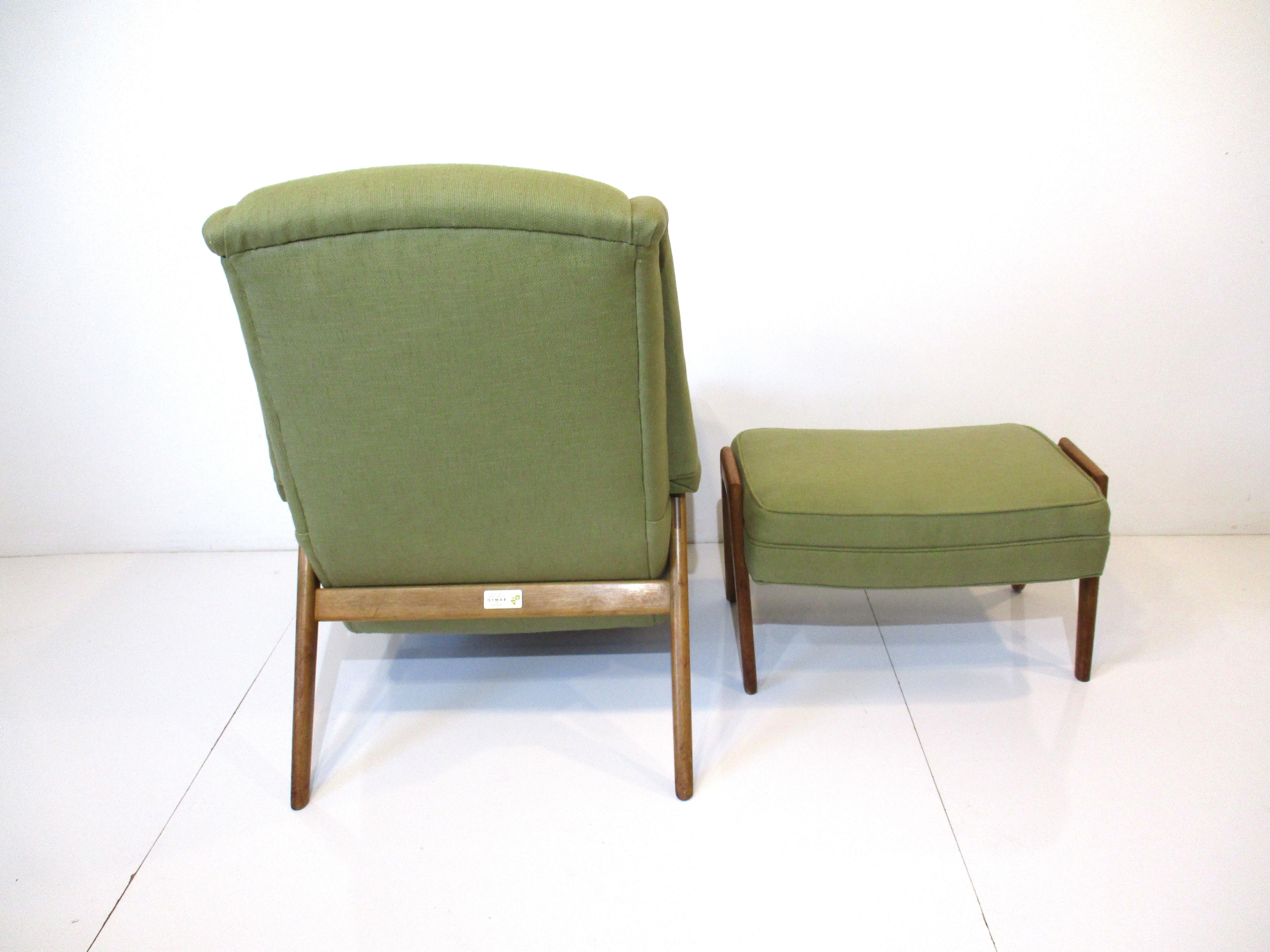 Mid-Century Modern Folke Ohlsson Lounge Chair w/ Ottoman for Dux Sweden