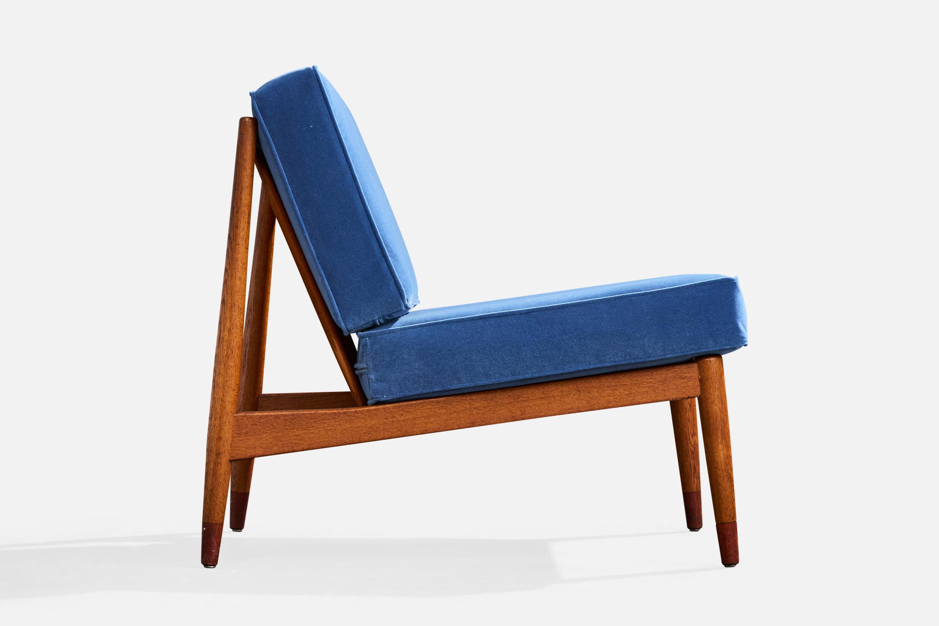 Folke Ohlsson, Loungesessel, Teak, Samt, Schweden, 1960er Jahre im Angebot 4