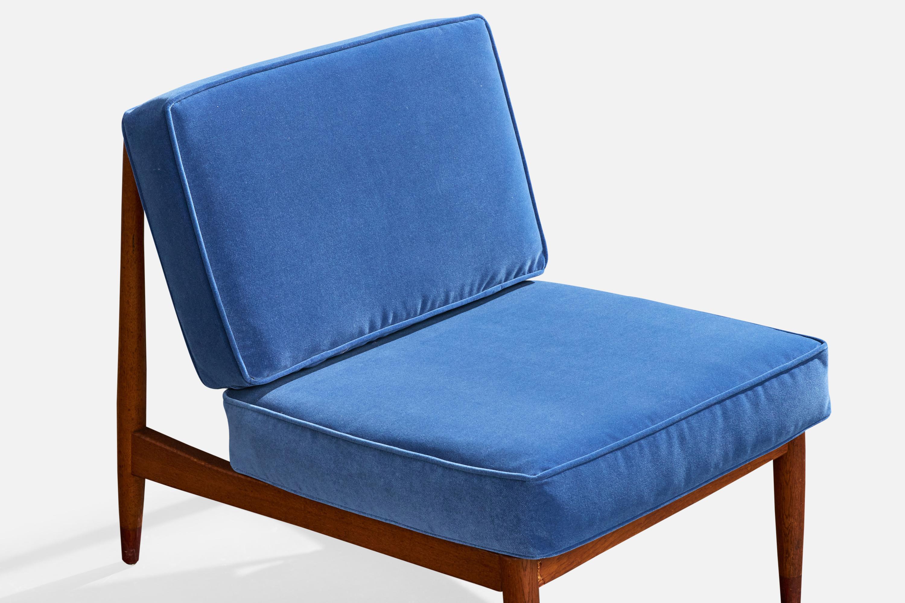 Folke Ohlsson, Loungesessel, Teak, Samt, Schweden, 1960er Jahre im Angebot 5